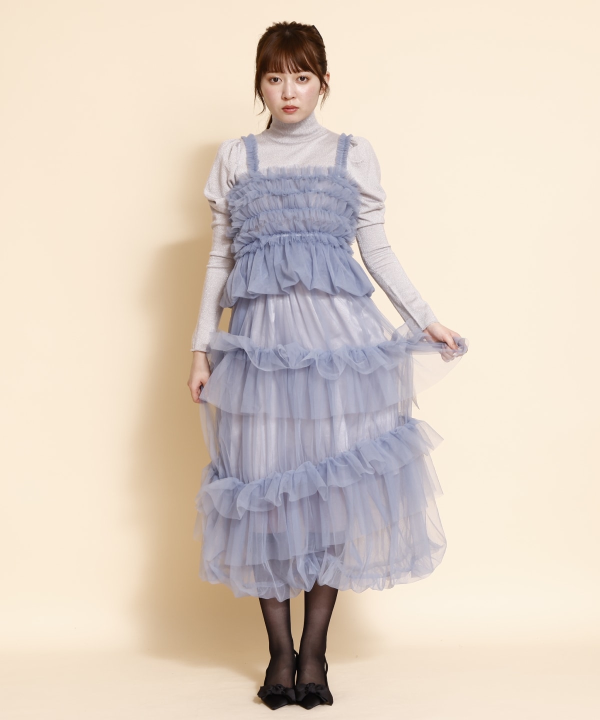 チュールフリルティアードスカート