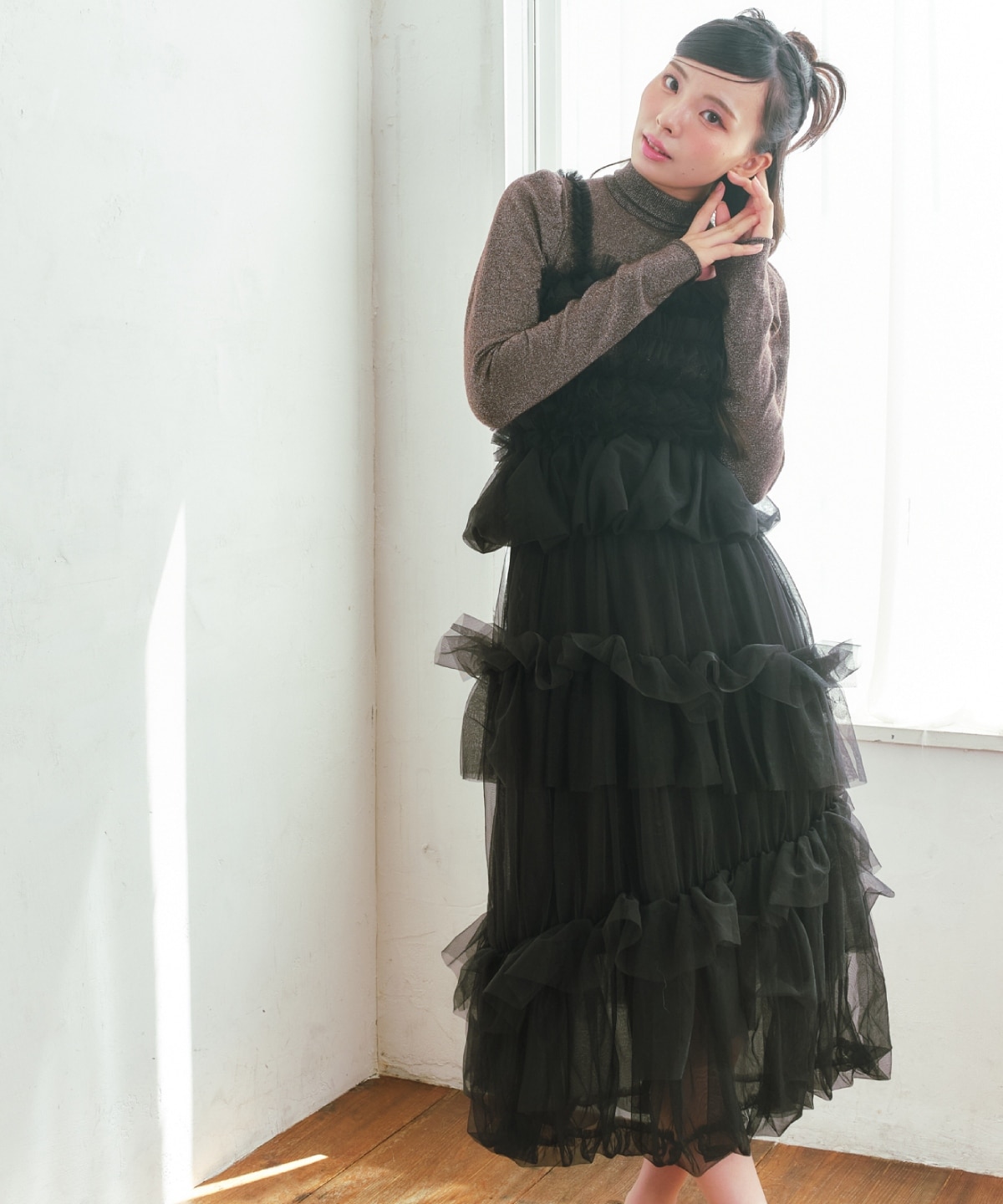 チュールフリルティアードスカート