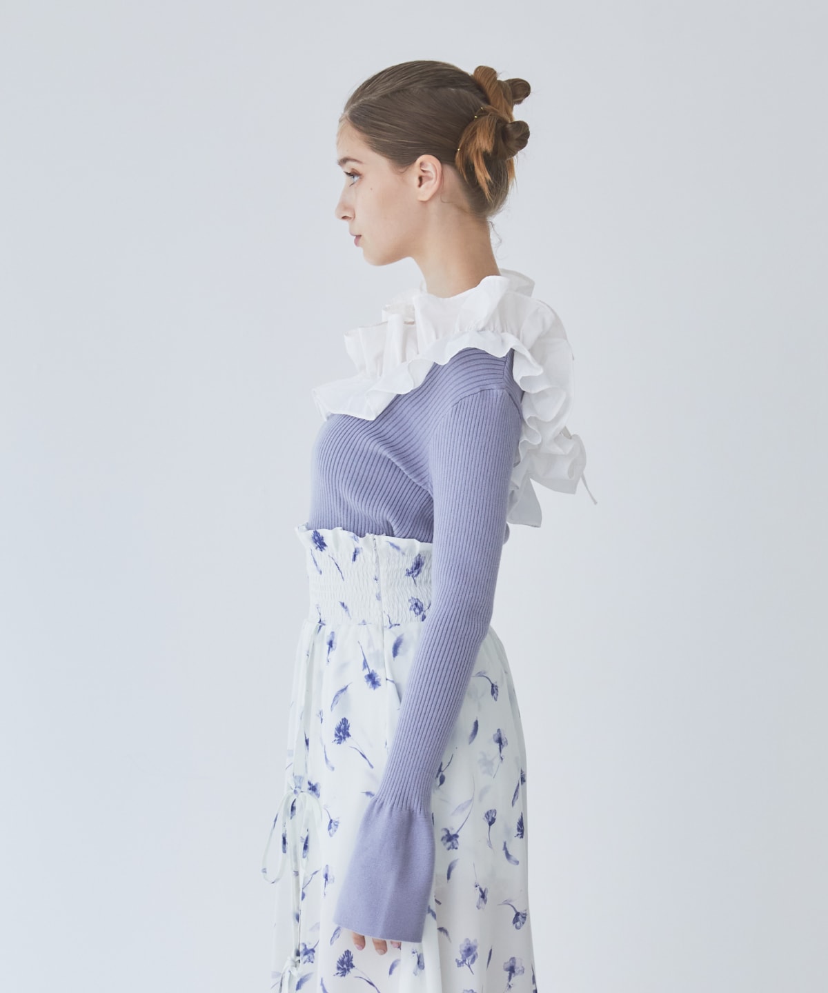 フリルドッキングリブニット