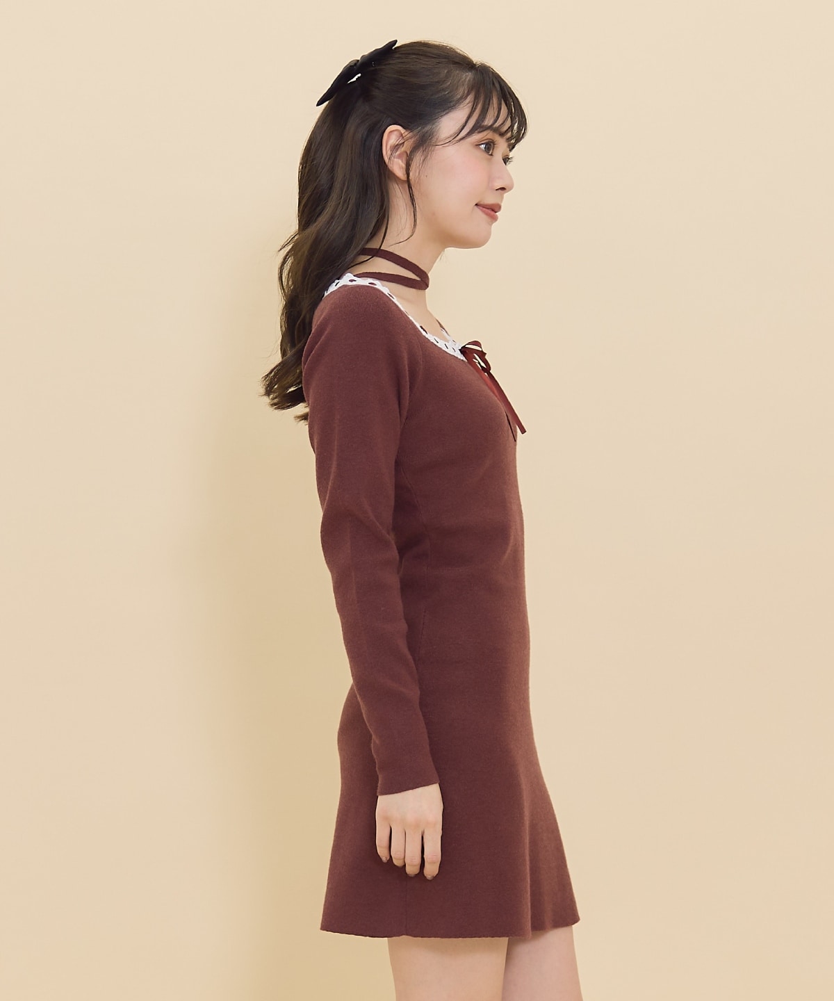 レーストリミングニットワンピース