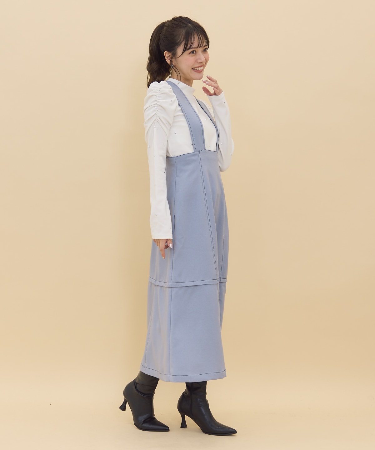 【セットアップ可能】2wayレングスウーリッシュジャンパースカート