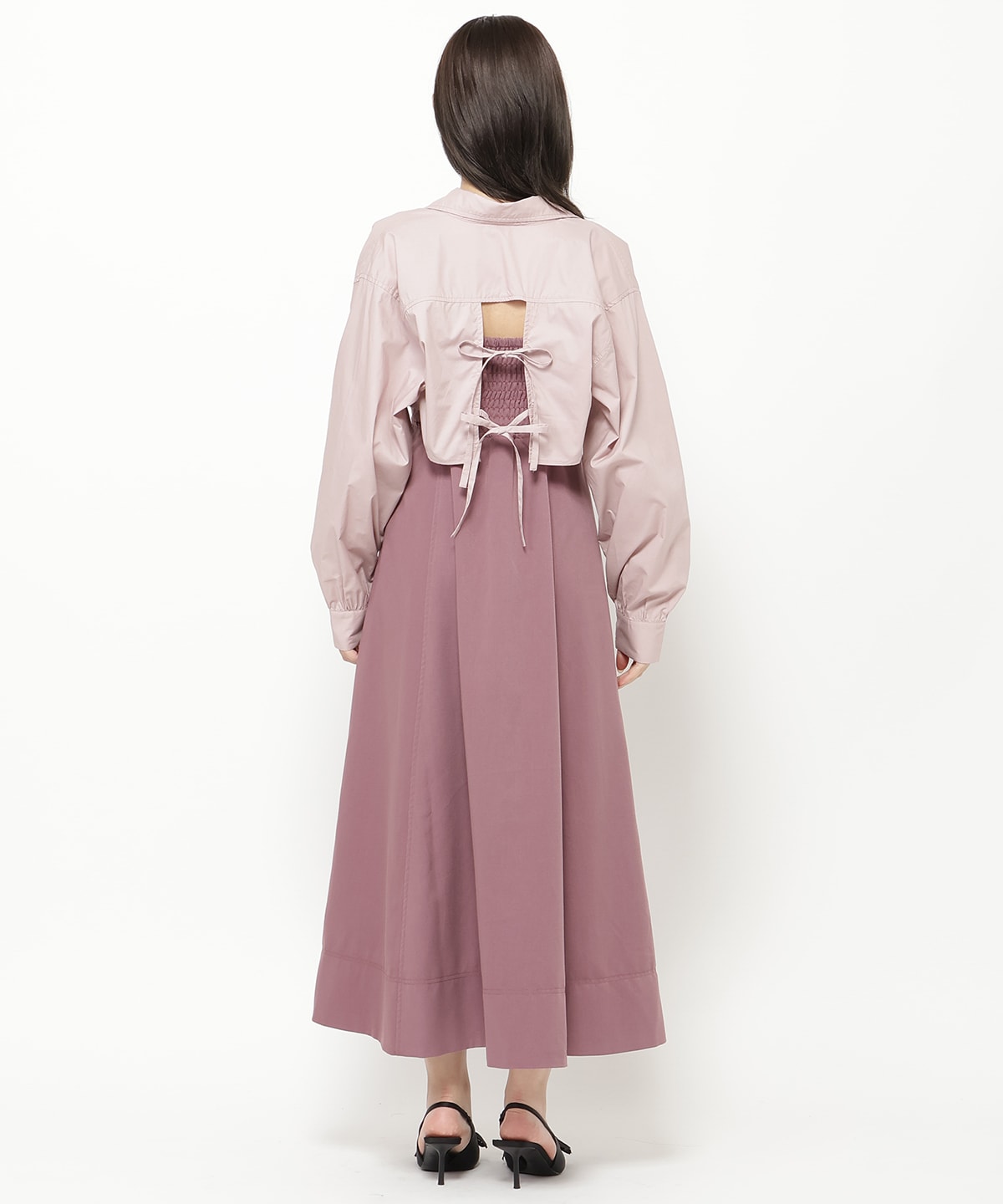 バックリボンシャツ&キャミワンピセット