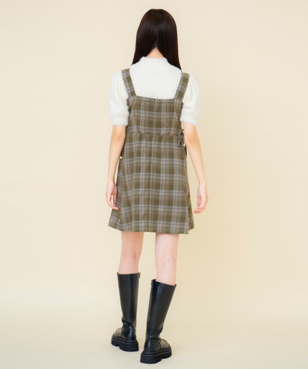 【セットアップ可能】チェックドロストミニワンピース