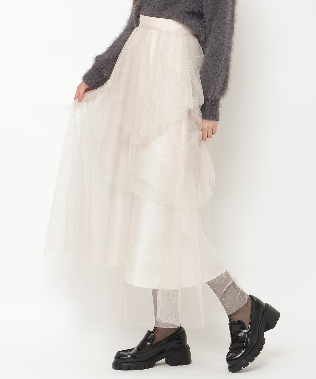 ラメチュールアシメティアードスカート