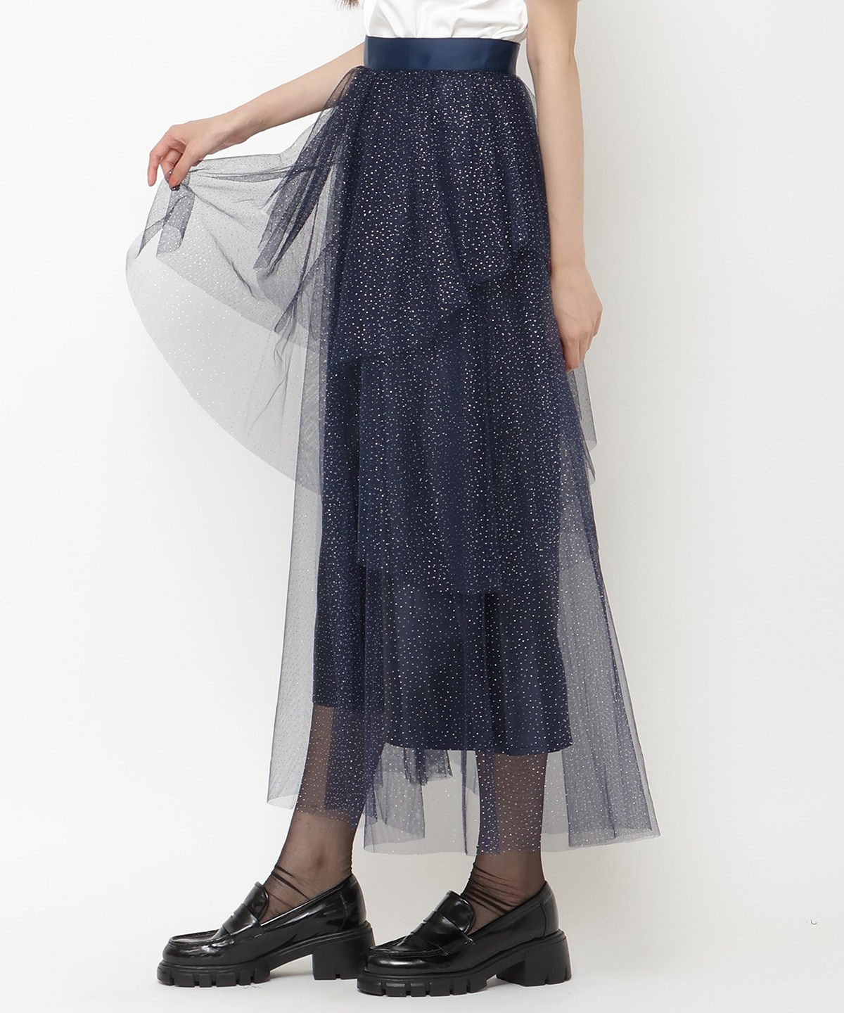 ラメチュールアシメティアードスカート