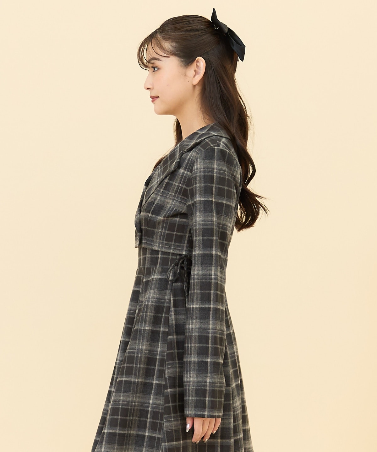 【セットアップ可能】チェックショートダブルジャケット