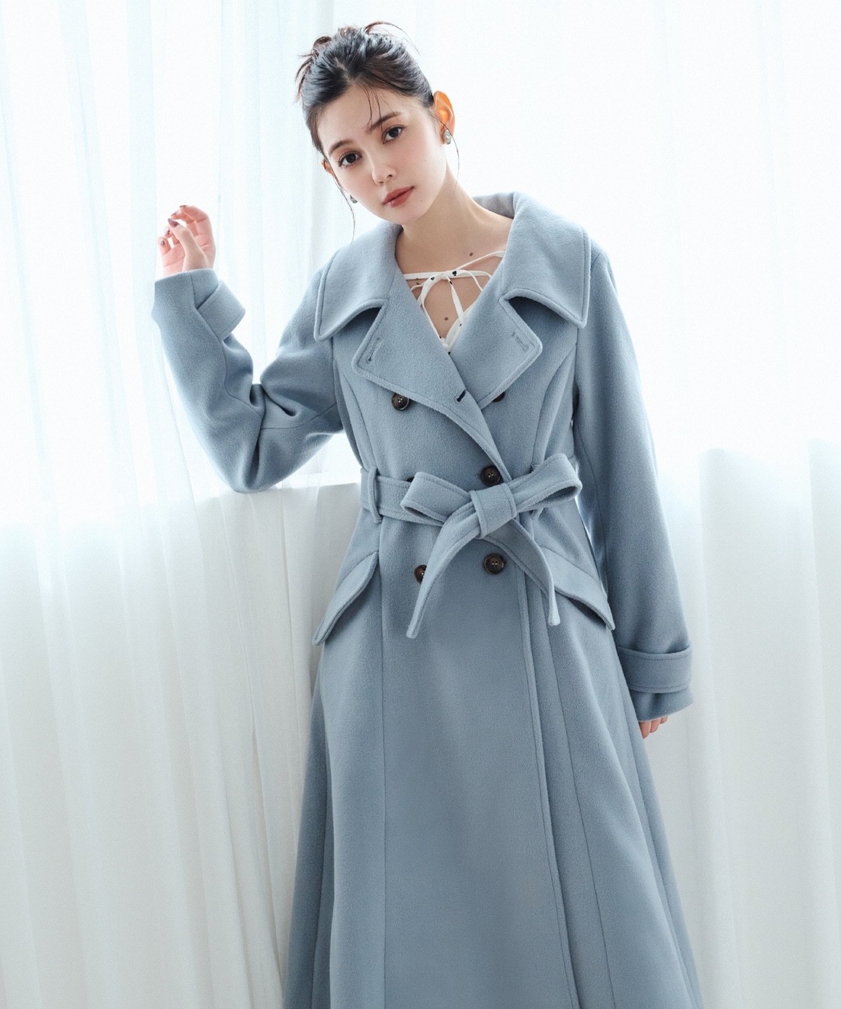 ウールライクダブルロングコート