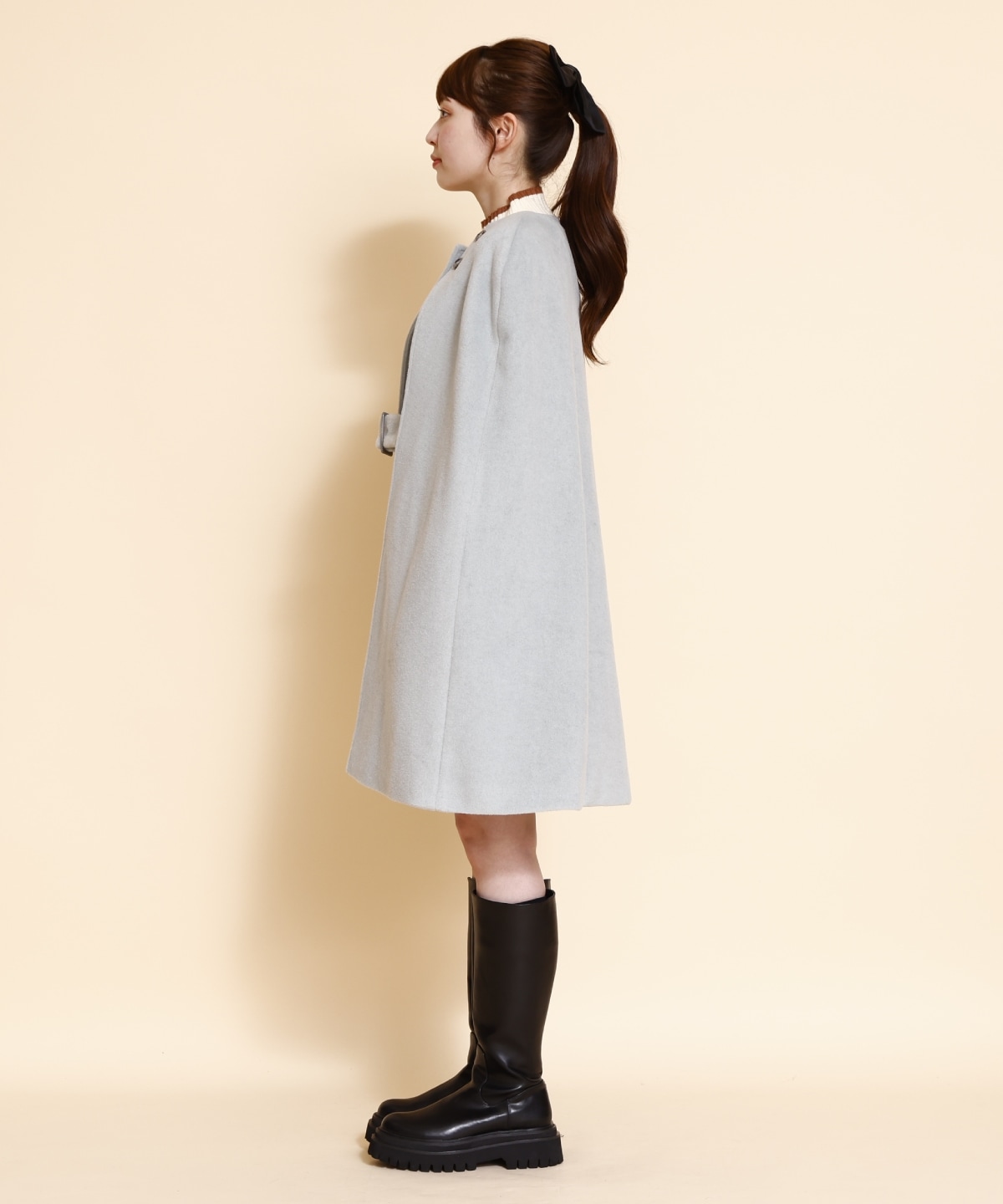 ファーカラースリットスリーブコート