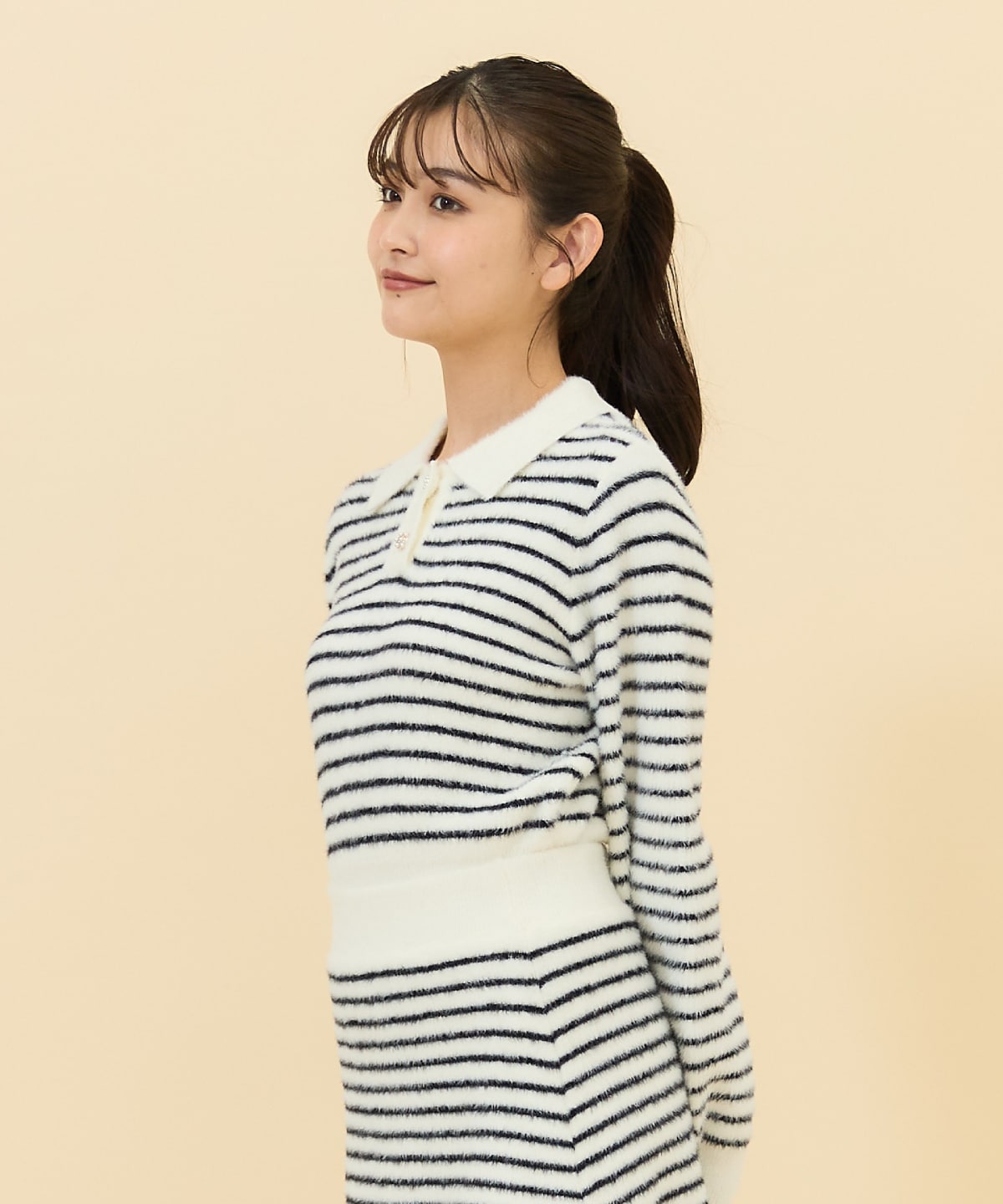 【セットアップ可能】シャギーポロニットトップス