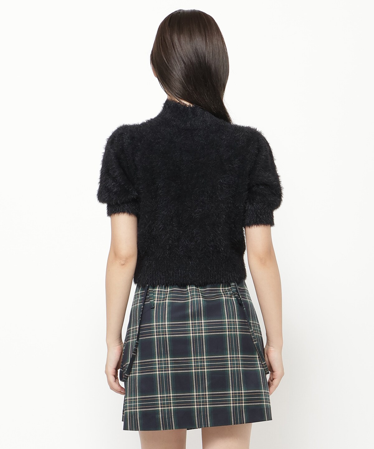 フェザーライク半袖ニットプルオーバー