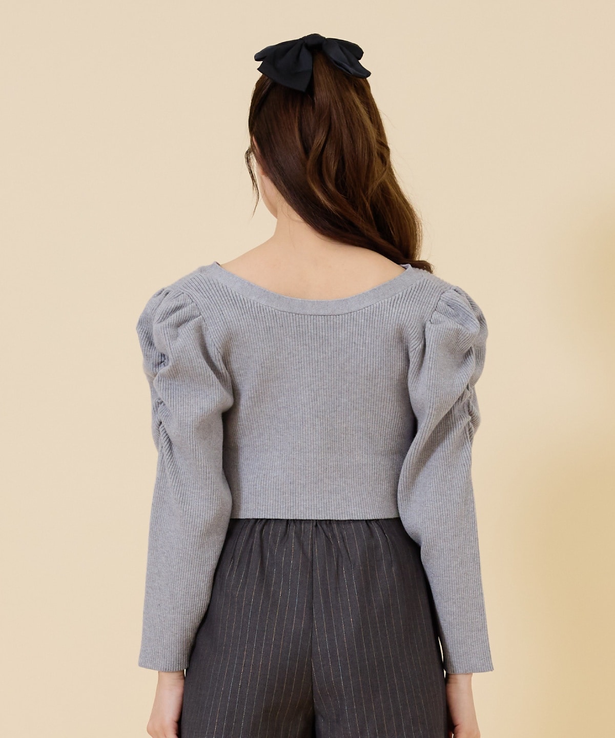 ボリュームショルダーリブカーディガン