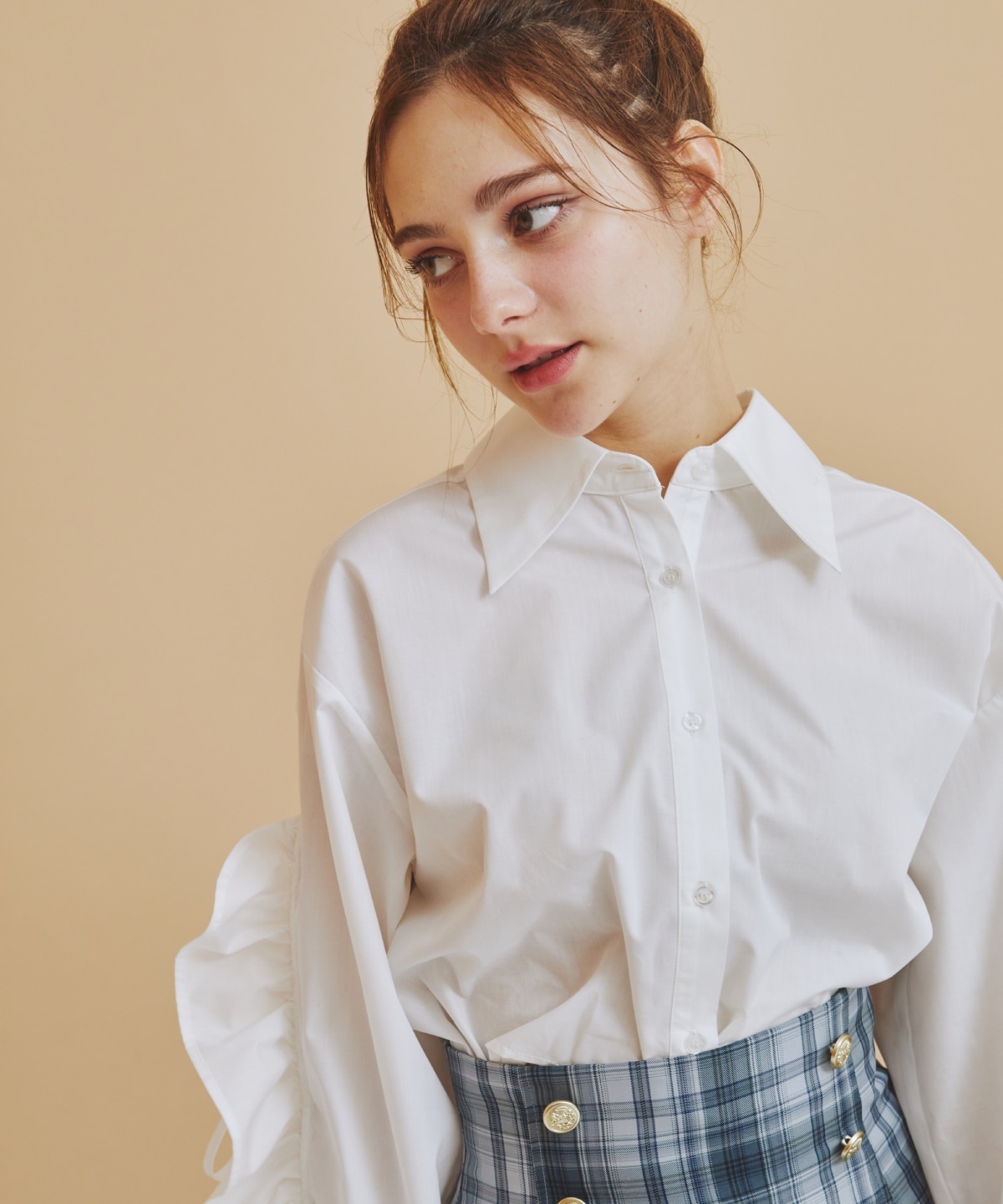 カットオフフリルリボンシャツ