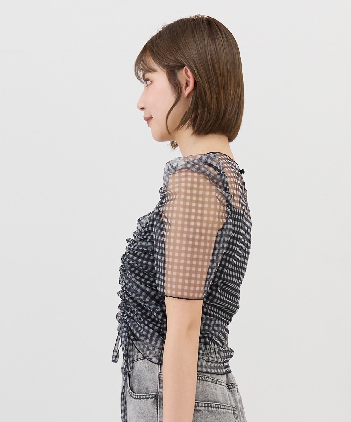 ギンガムチェックチュールトップス