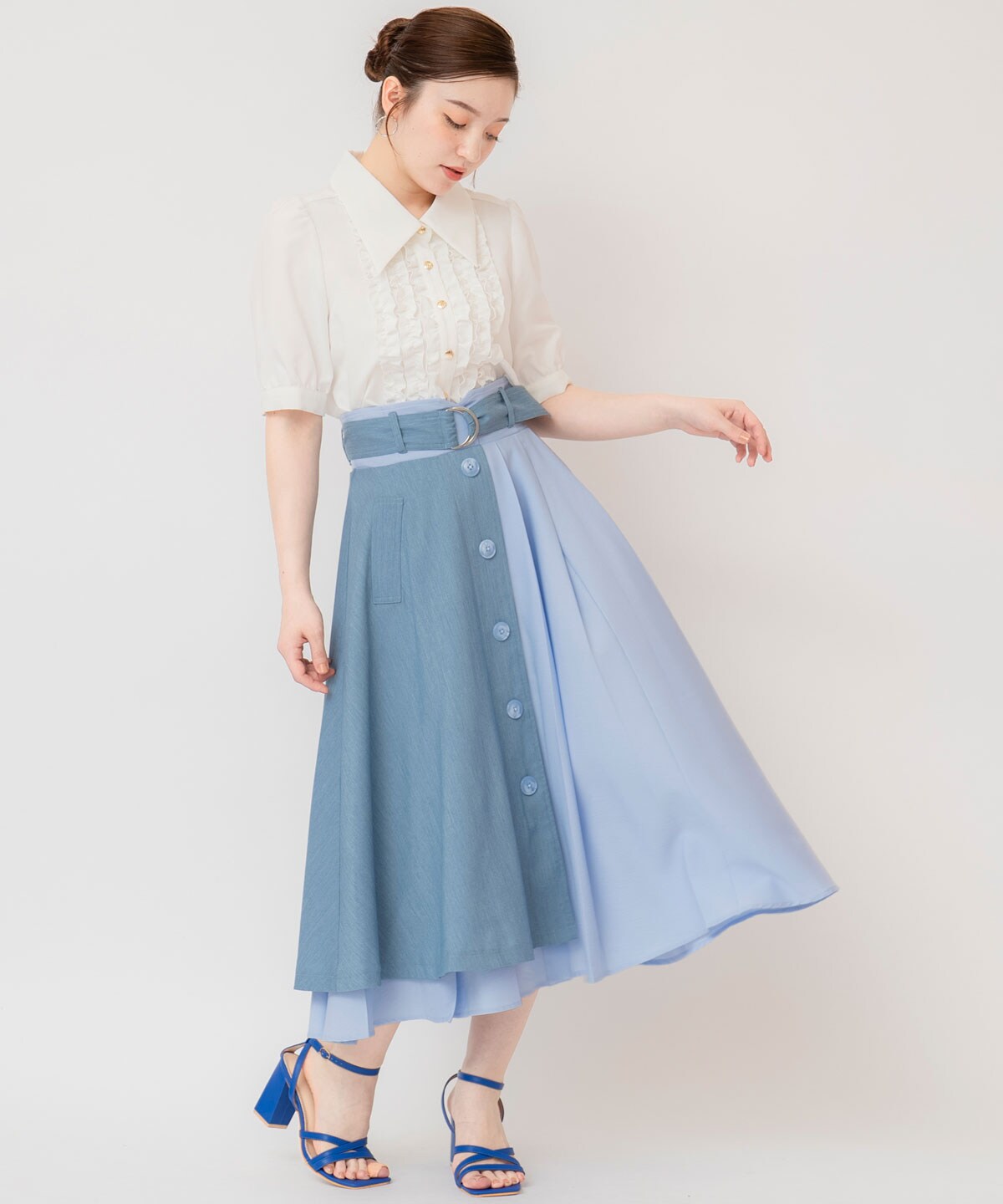 はる 4つの機能付】フリル袖Tシャツブラウス 大きいサイズ