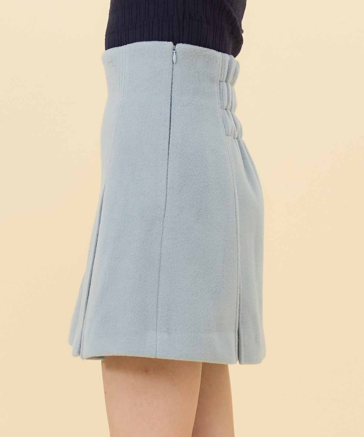 【セットアップ可能】カットメルトンミニスカート