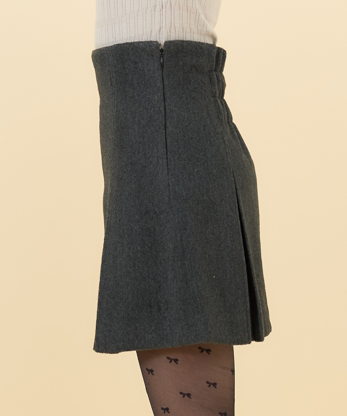 【セットアップ可能】カットメルトンミニスカート