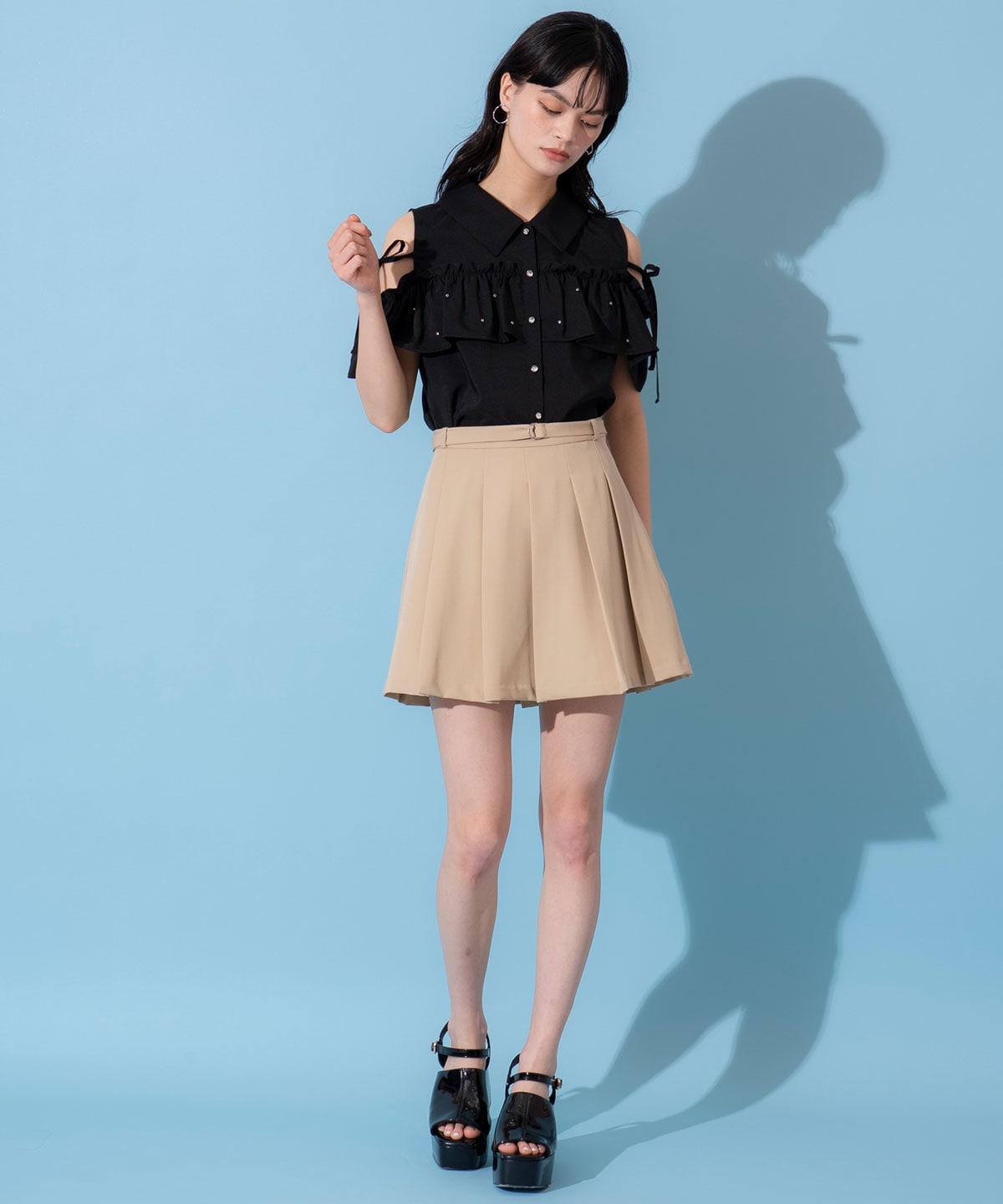 プリーツスカートルックショートパンツ