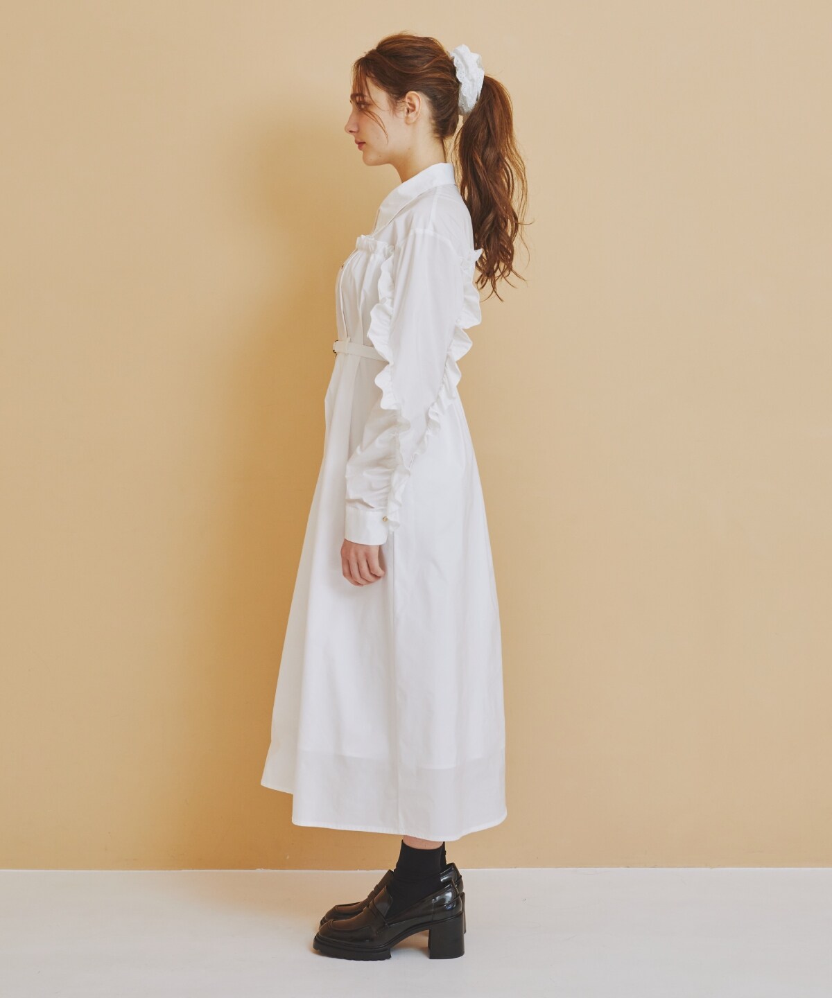 フリルシャツワンピース