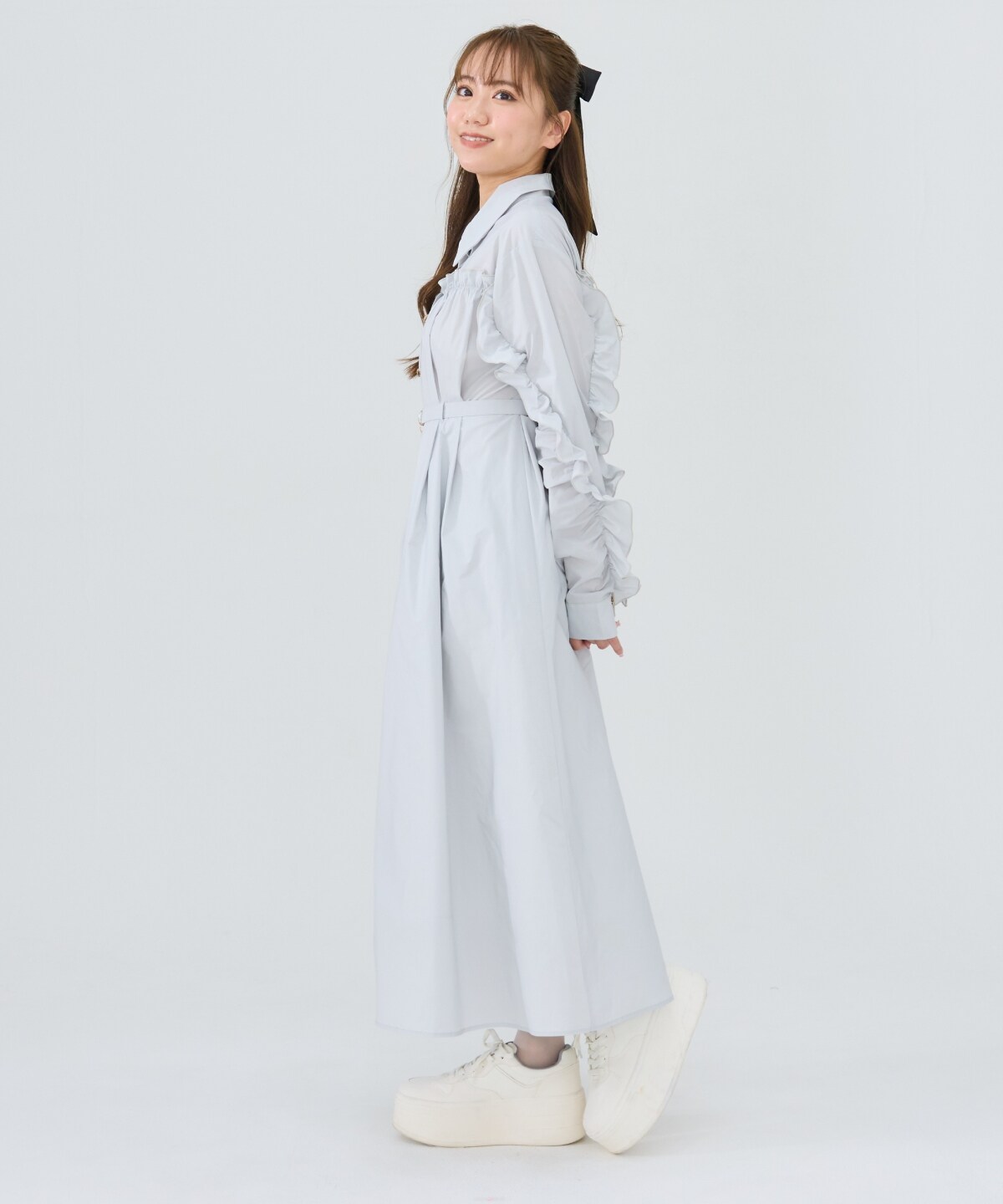 フリルシャツワンピース