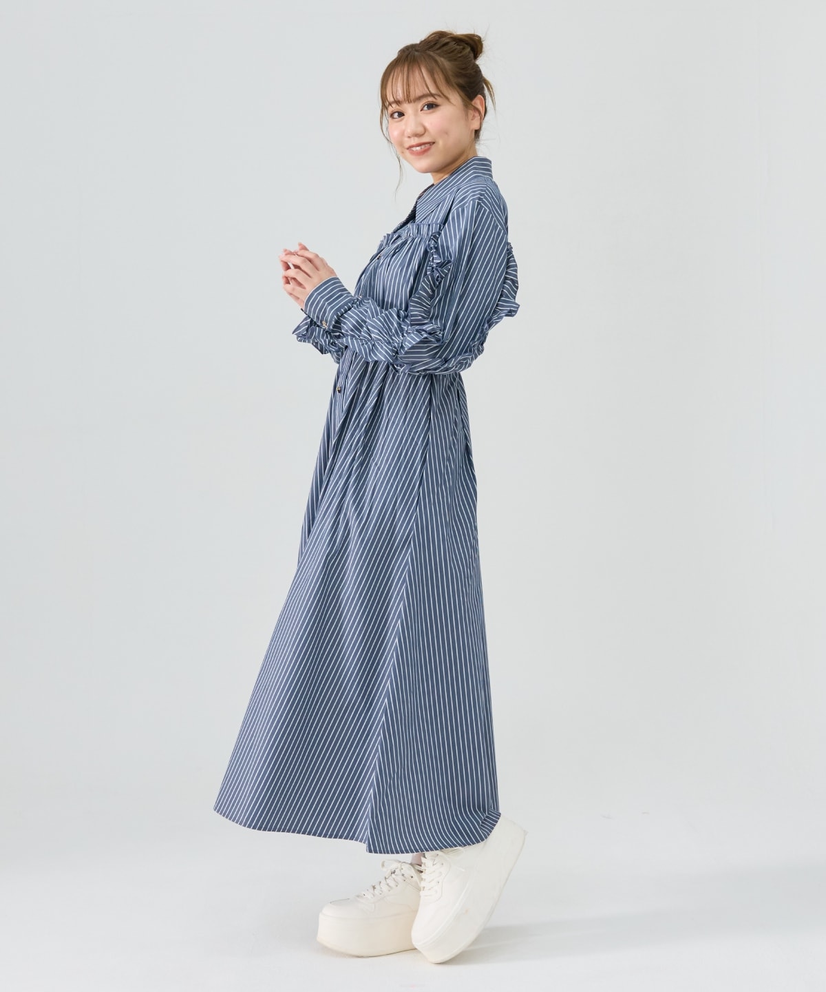 フリルシャツワンピース