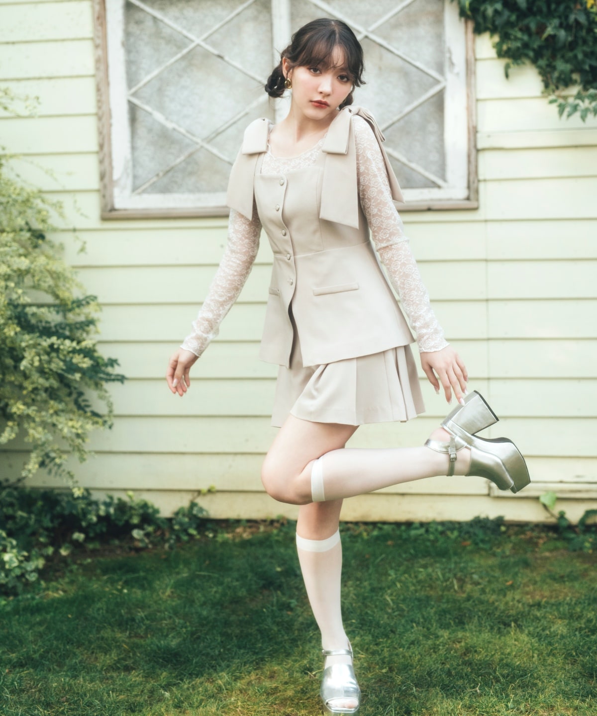 【セットアップ可能】リボンショルダービスチェ