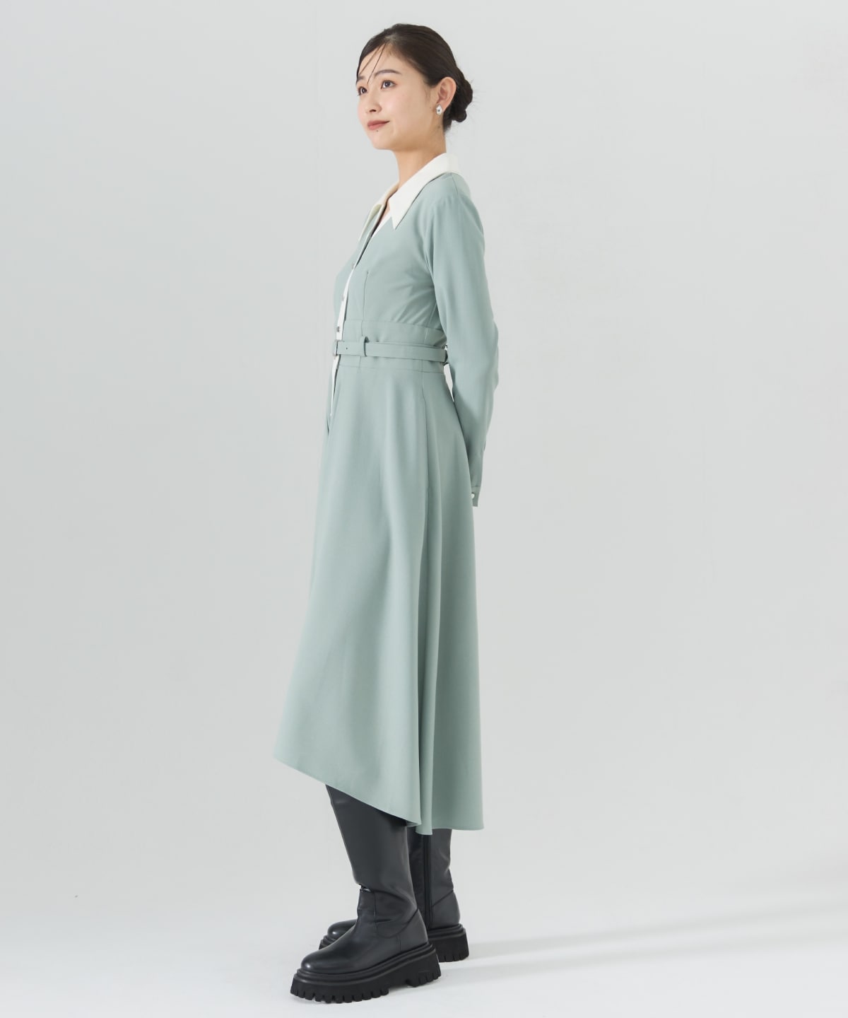 バイカラースキッパーシャツワンピース