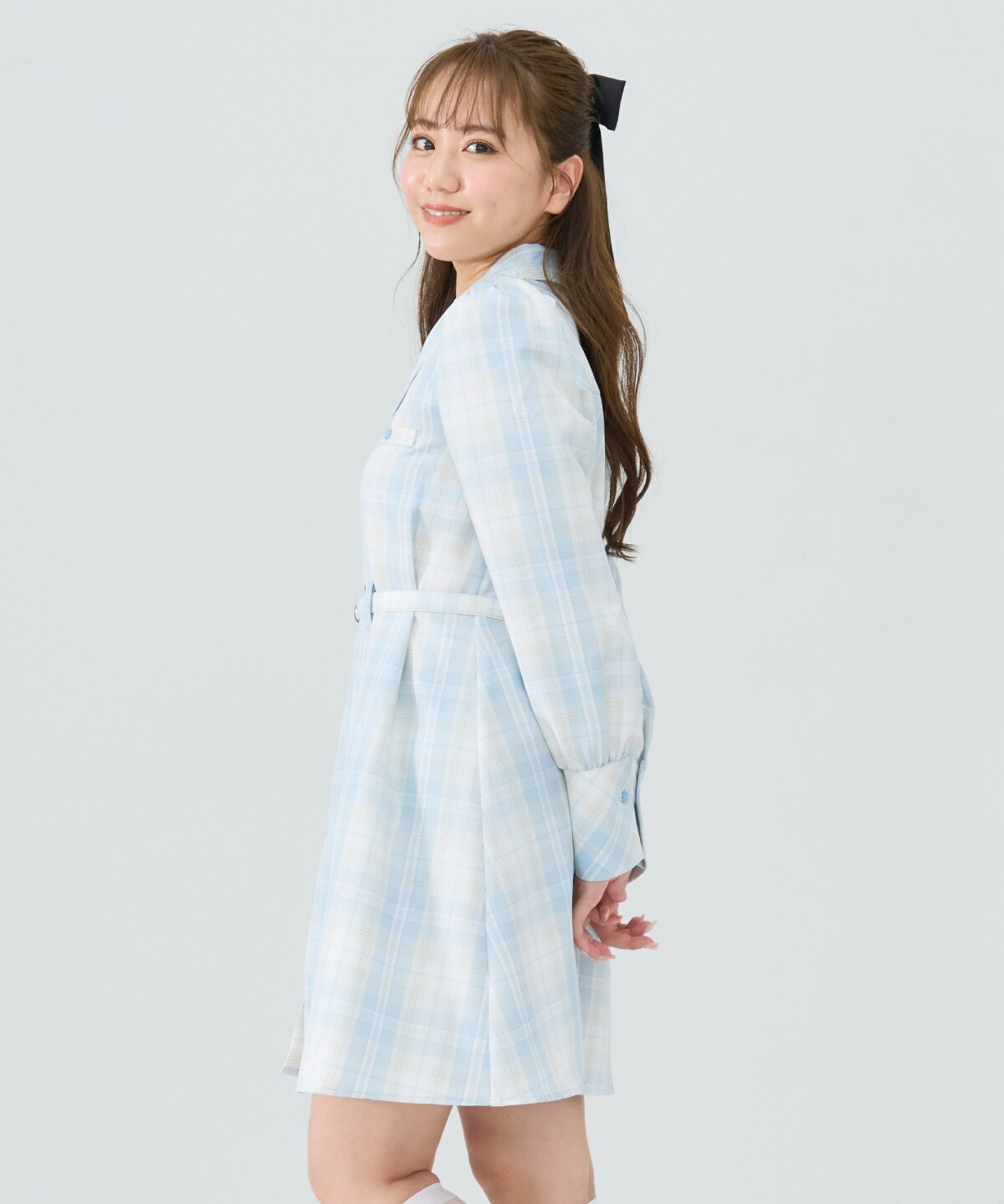 チェックミニシャツワンピース
