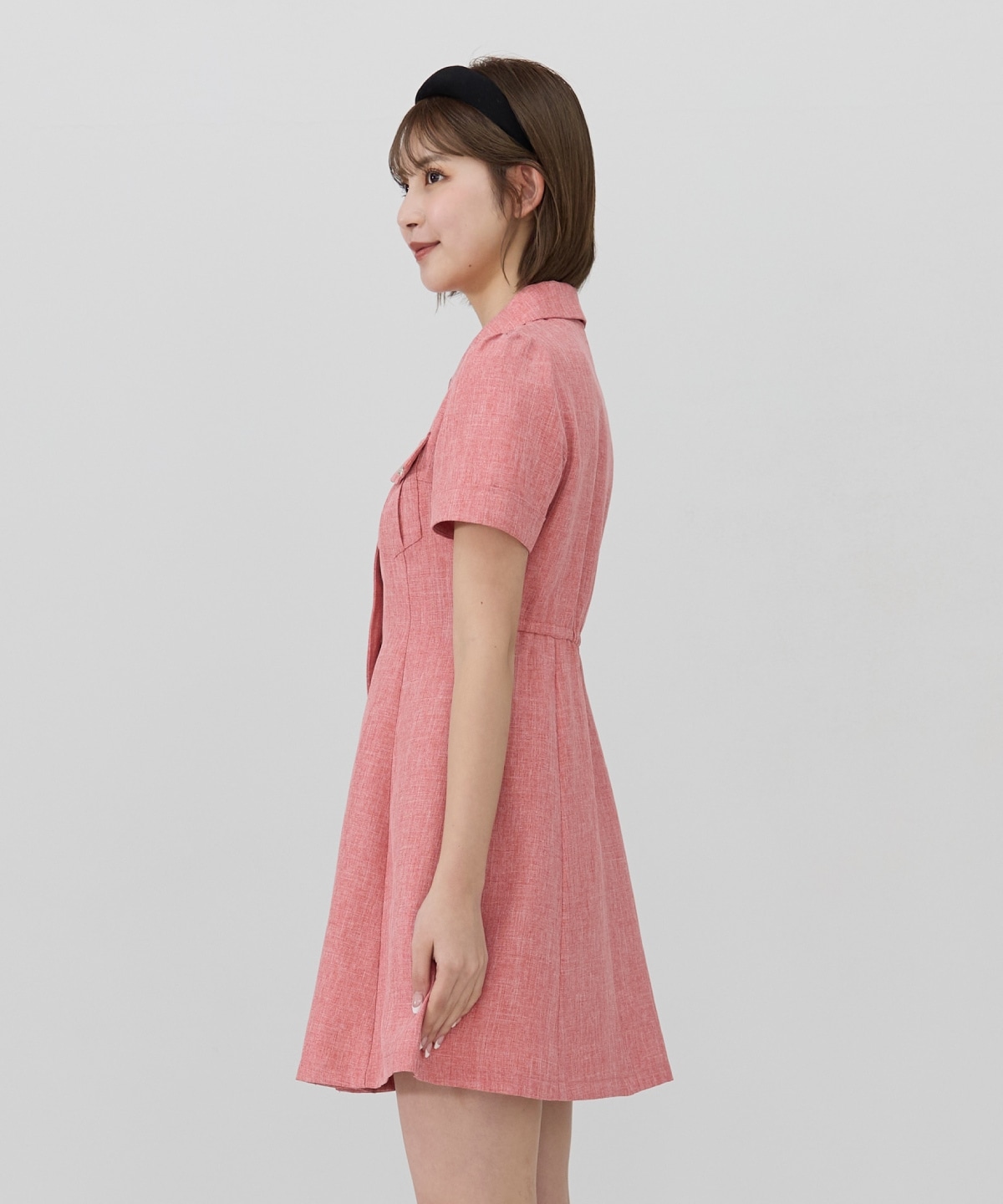 エンブレムボタンシャツワンピース
