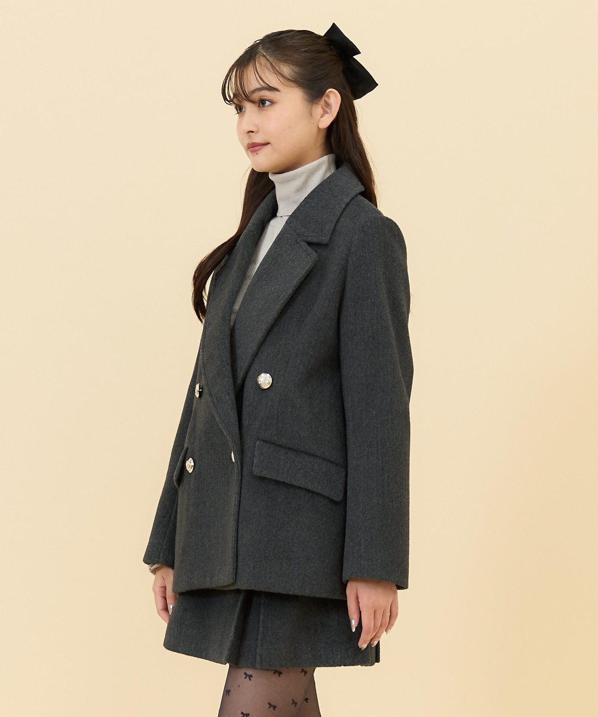 【セットアップ可能】カットメルトンダブルショートコート