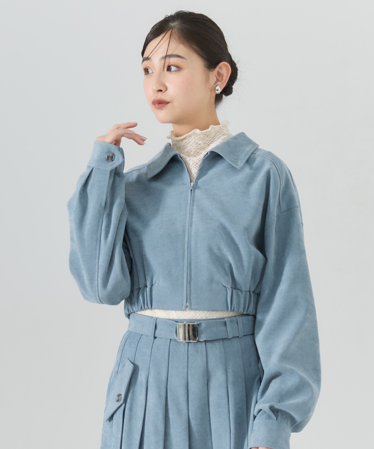 【セットアップ可能】フロントジップショートブルゾン