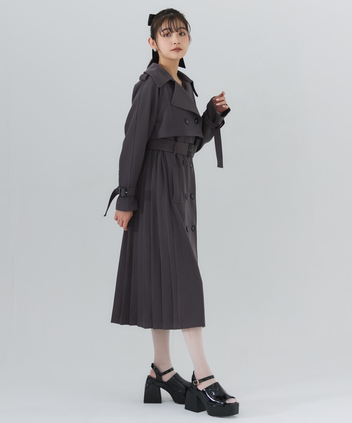 3WAYサイドプリーツトレンチコート