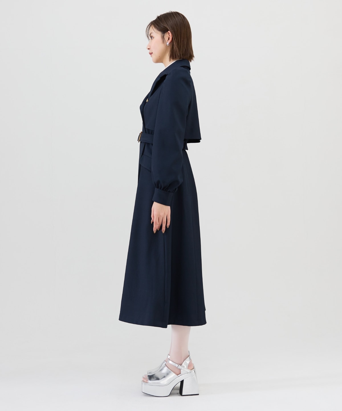 パフスリーブロングトレンチコート