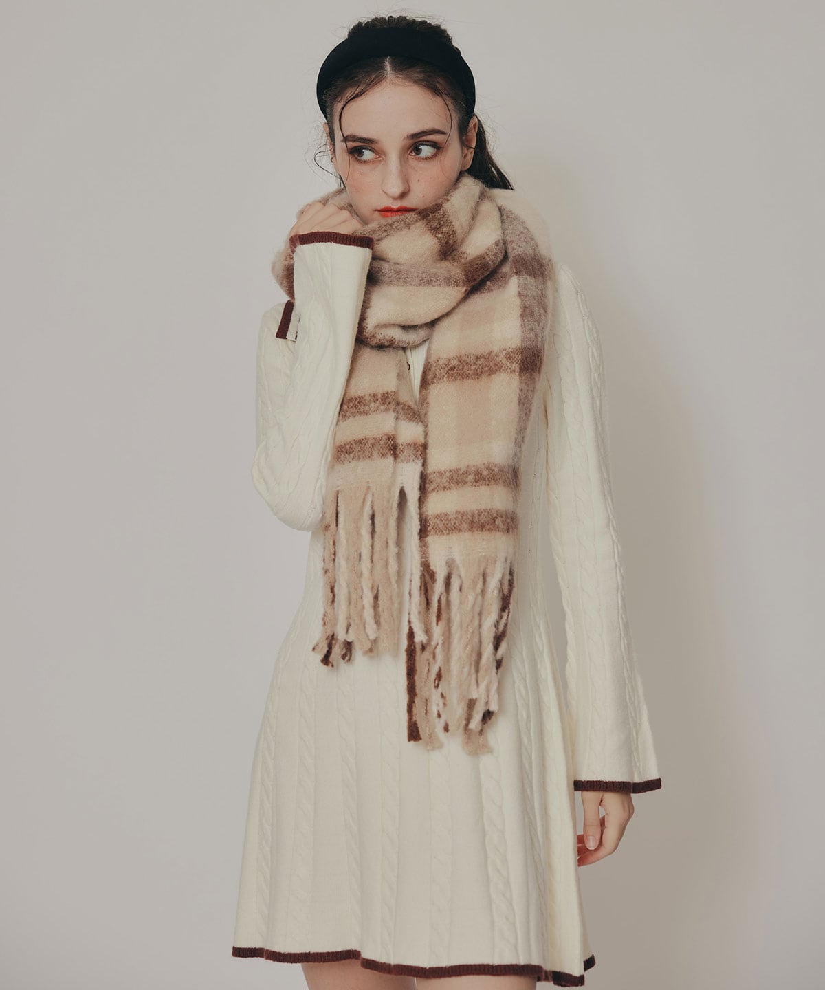 ワイドチェックマフラー