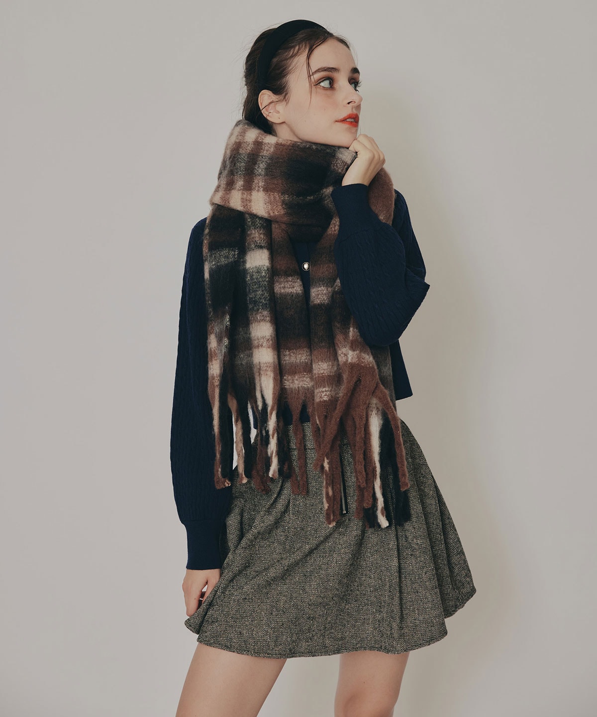 ワイドチェックマフラー