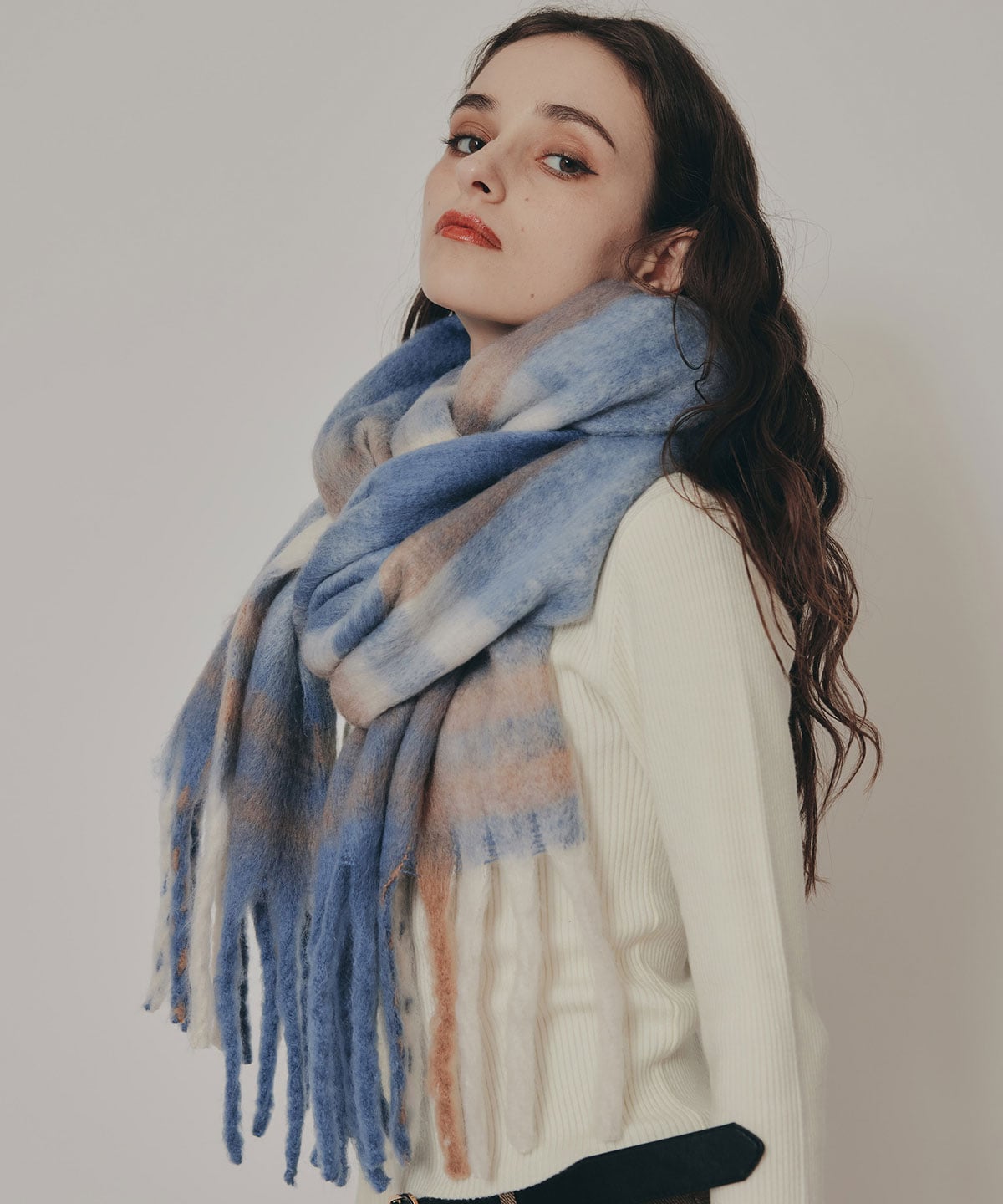 ワイドチェックマフラー