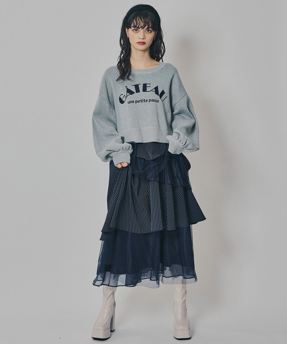 シアーMIXティアードスカート