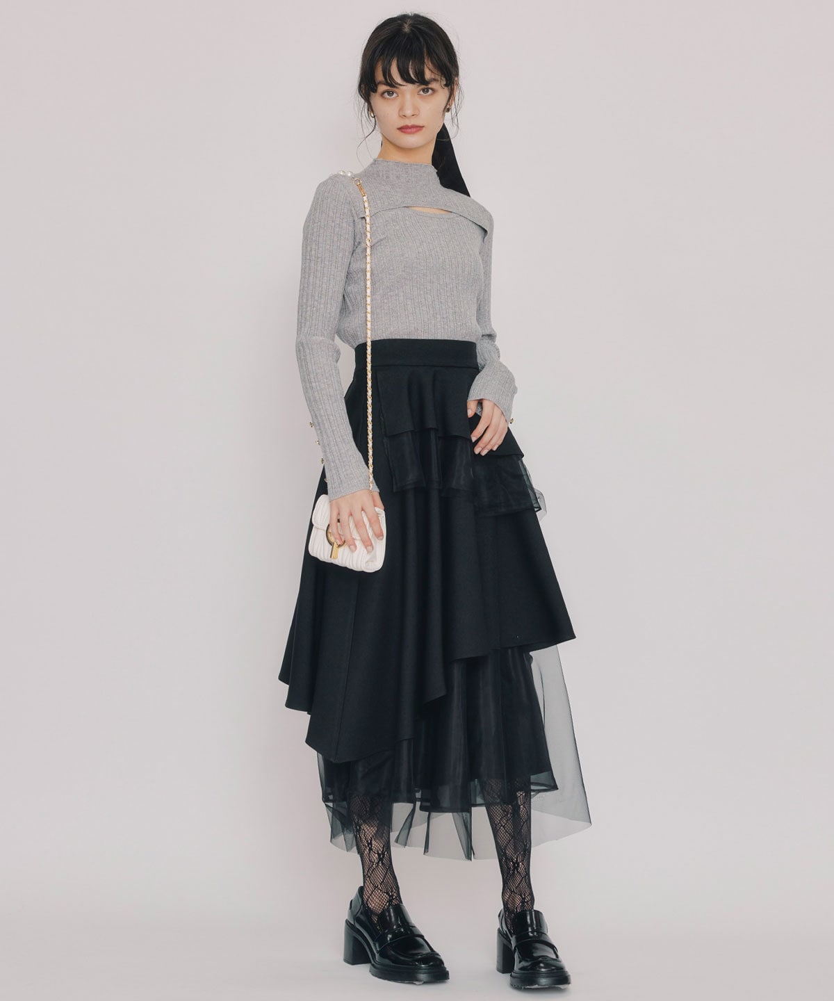 シアーMIXティアードスカート