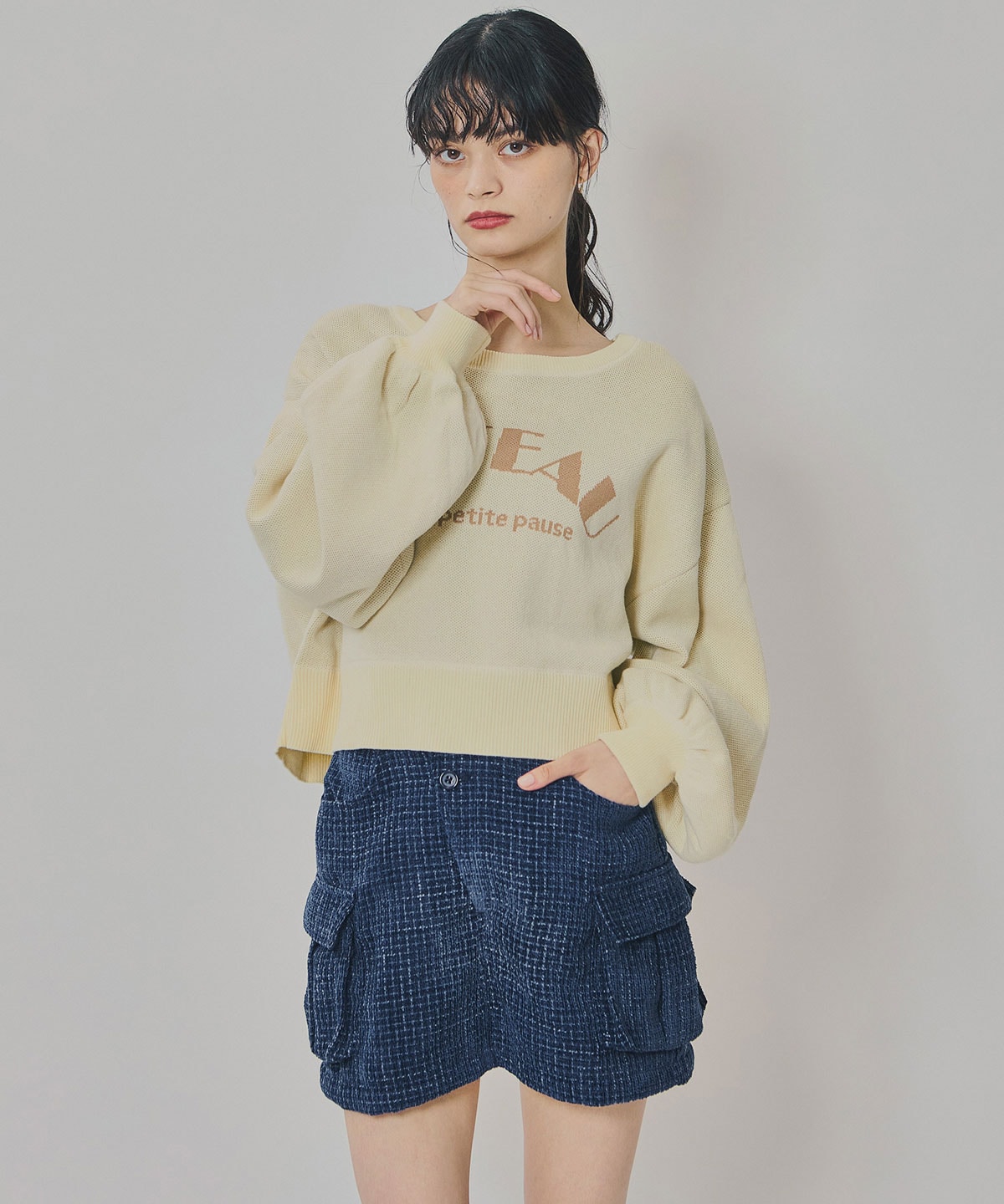 モールツイードカーゴミニスカート