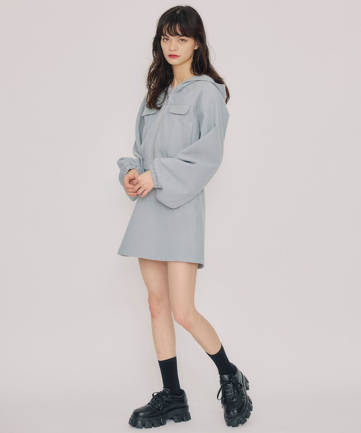 【セットアップ可能】ハイウエストフレアミニスカート