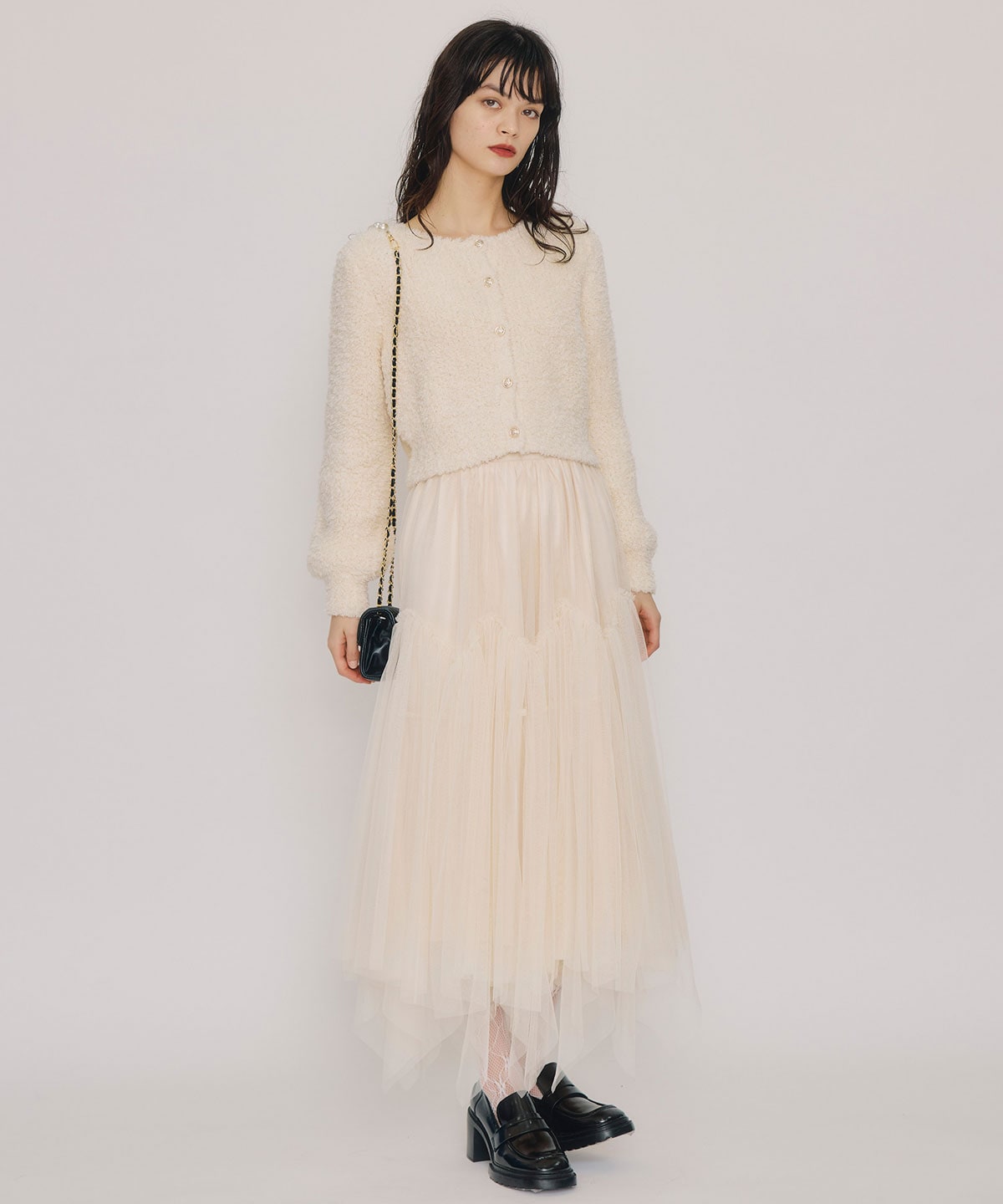 チュールフレアロングスカート