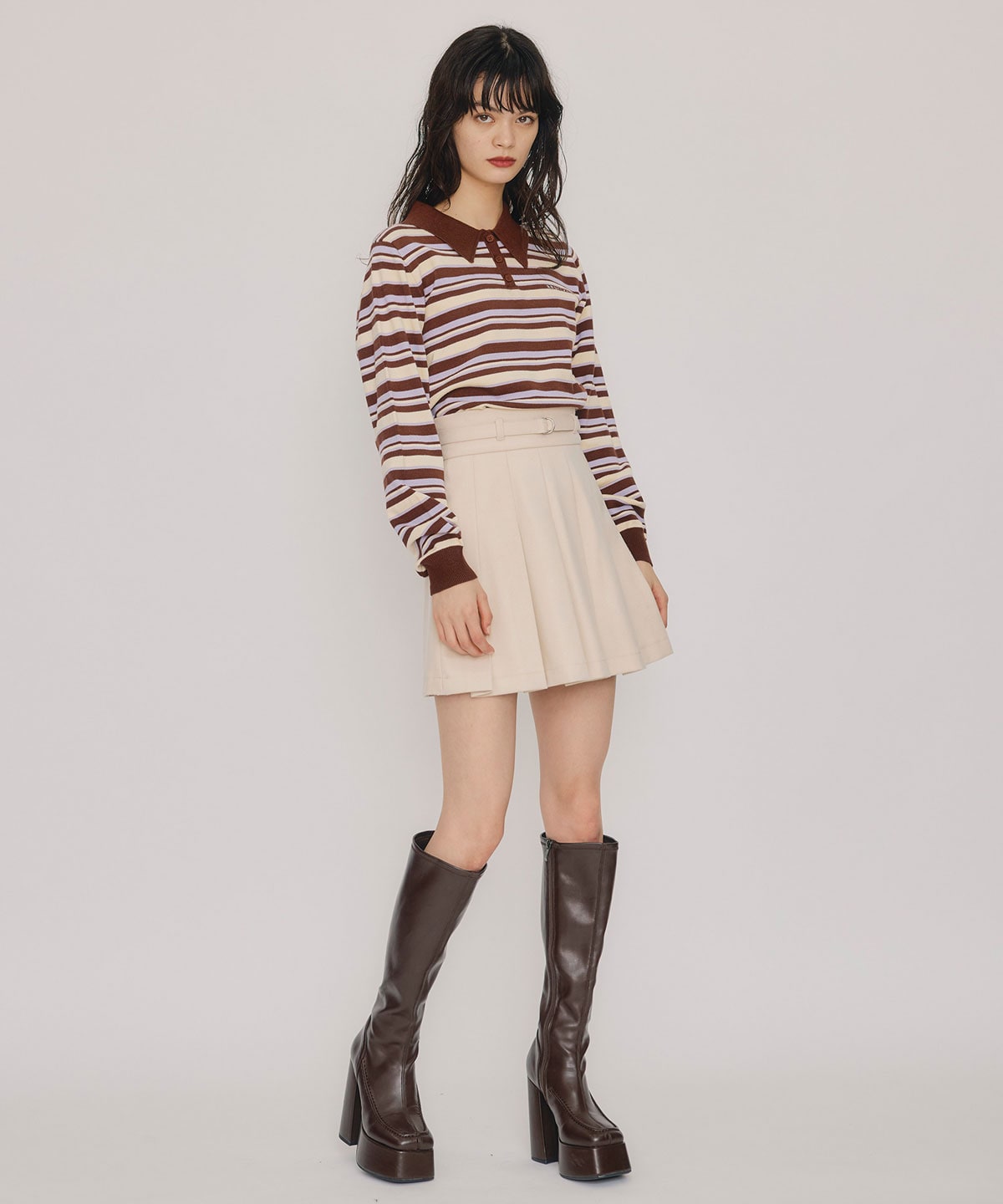 メルトンライクプリーツミニスカート