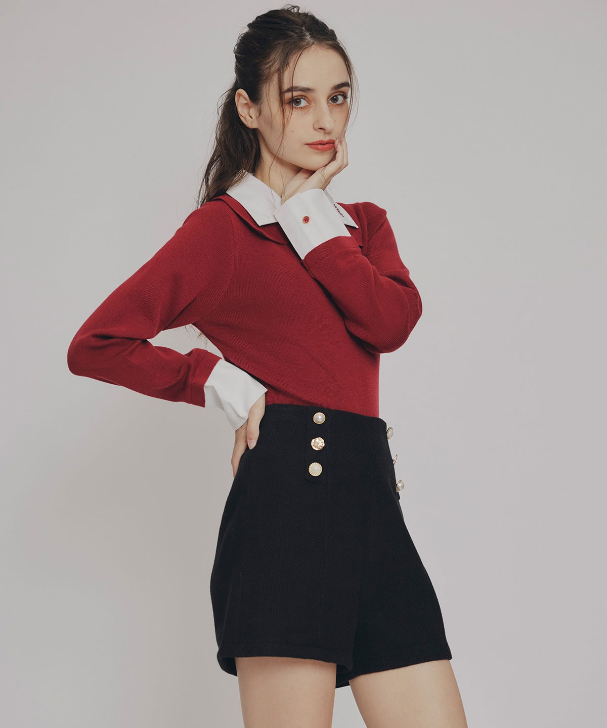 ハイウエストマルチボタンショートパンツ