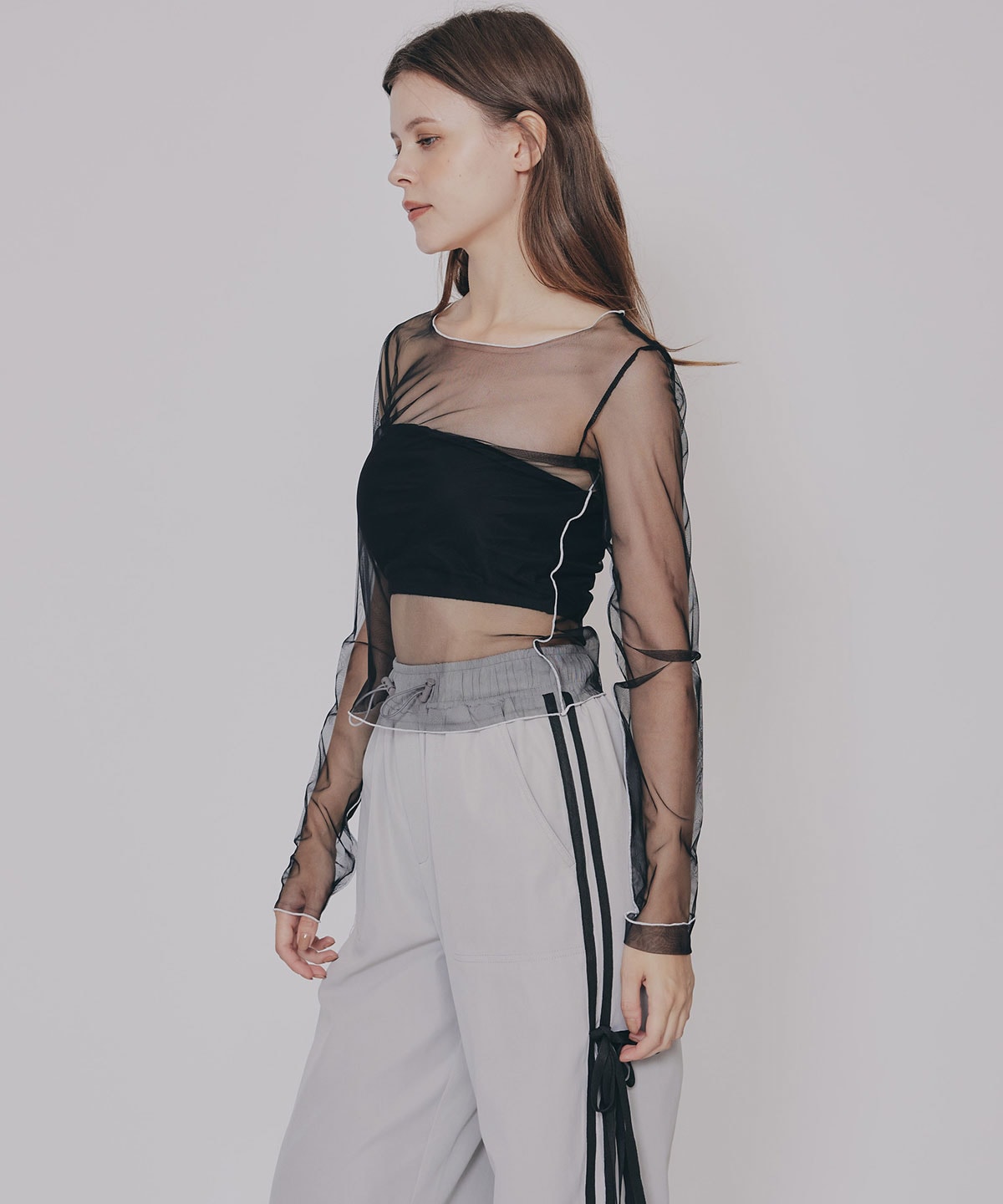 サイドリボンラインパラシュートパンツ