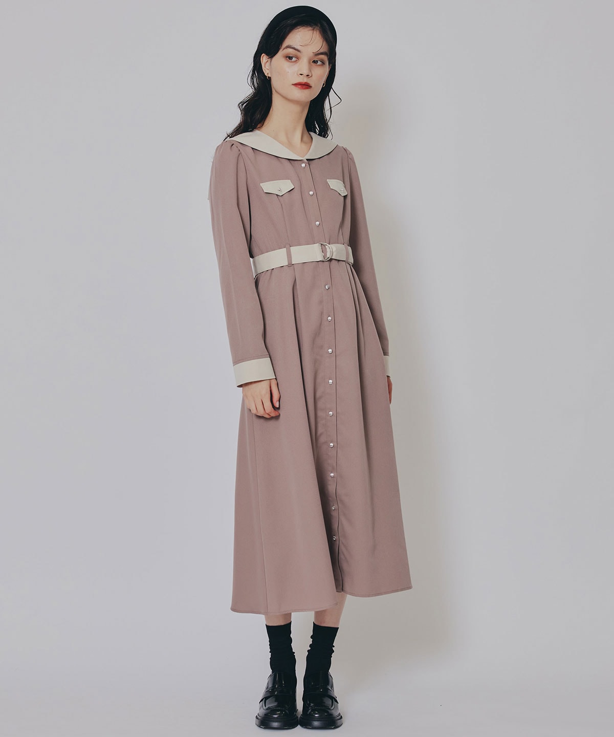 BIGセーラーカラーロングワンピース