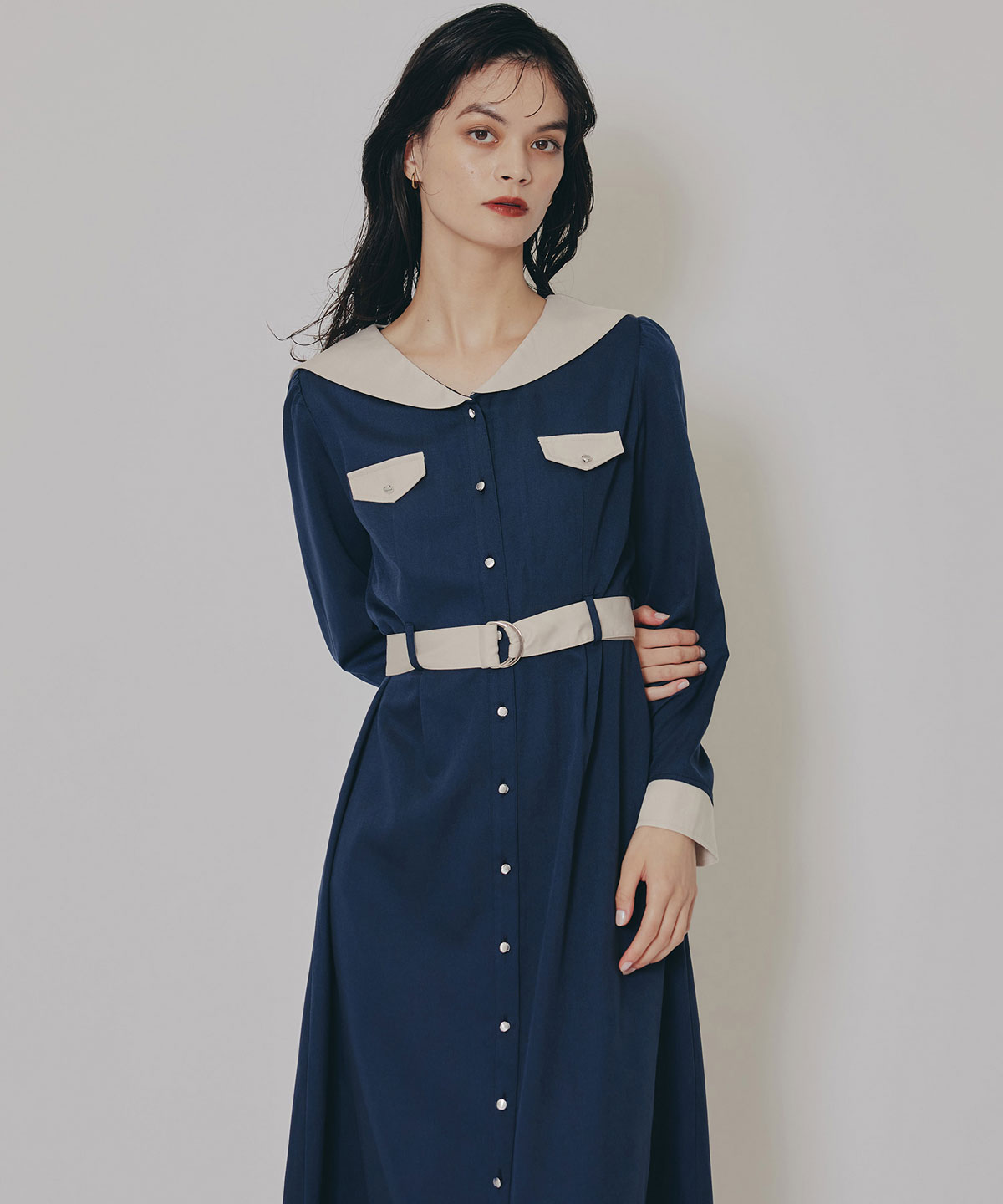 BIGセーラーカラーロングワンピース