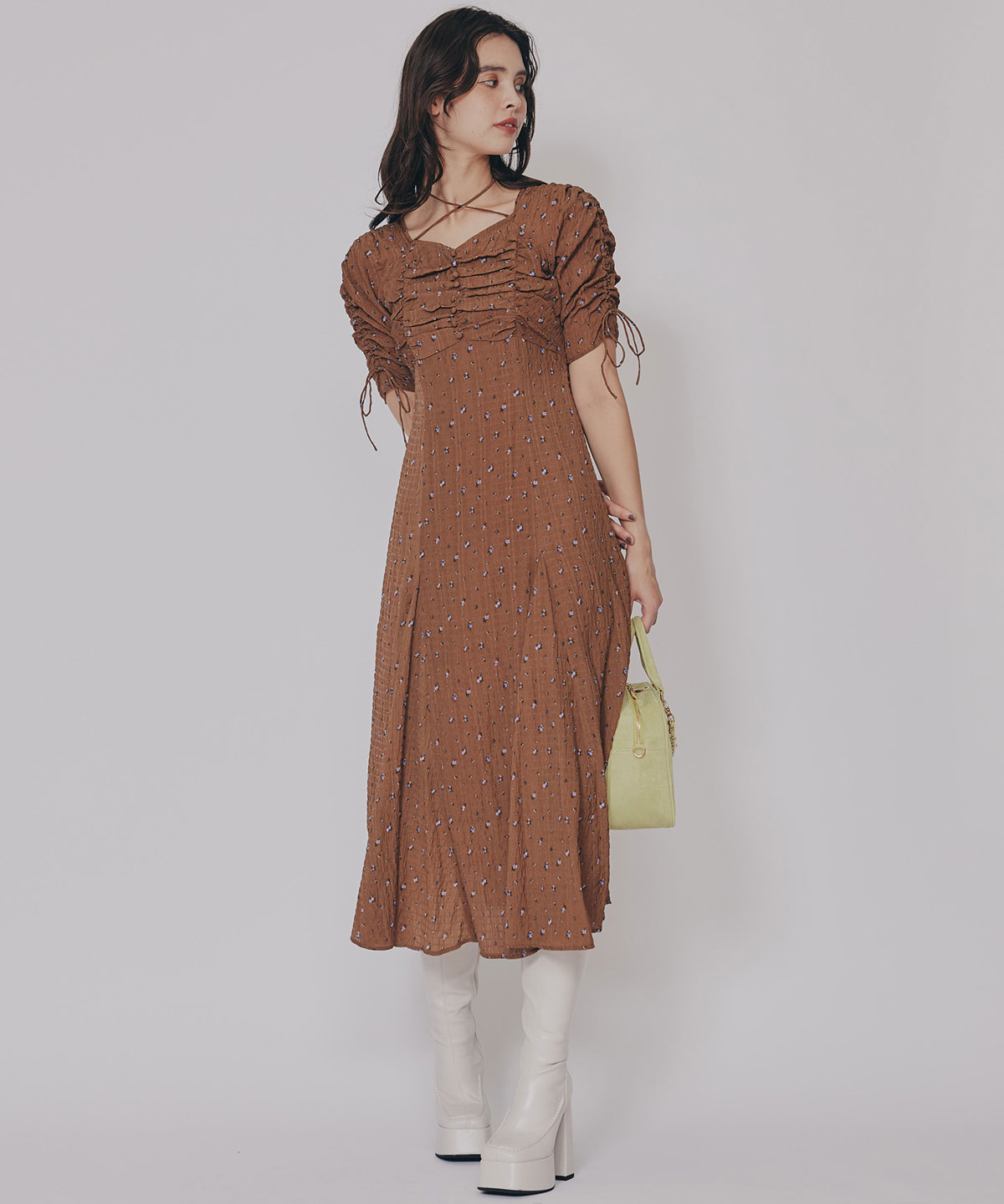 ミニフラワーイレヘムロングワンピース