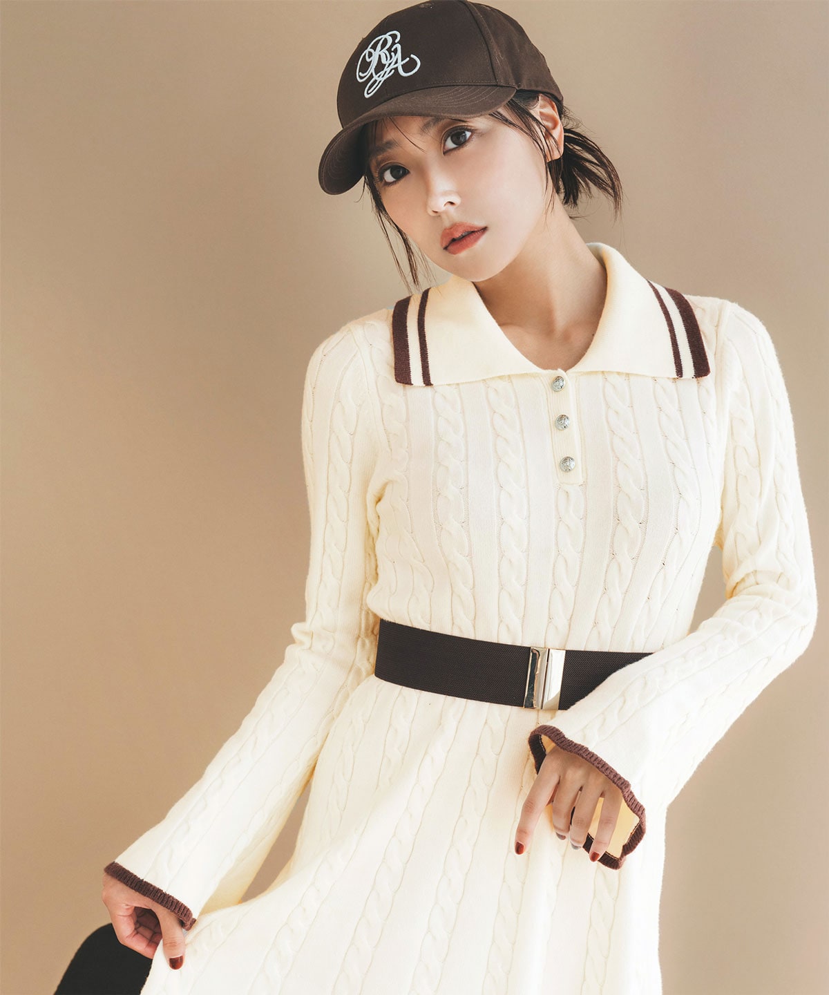 ラインケーブルミニニットワンピース