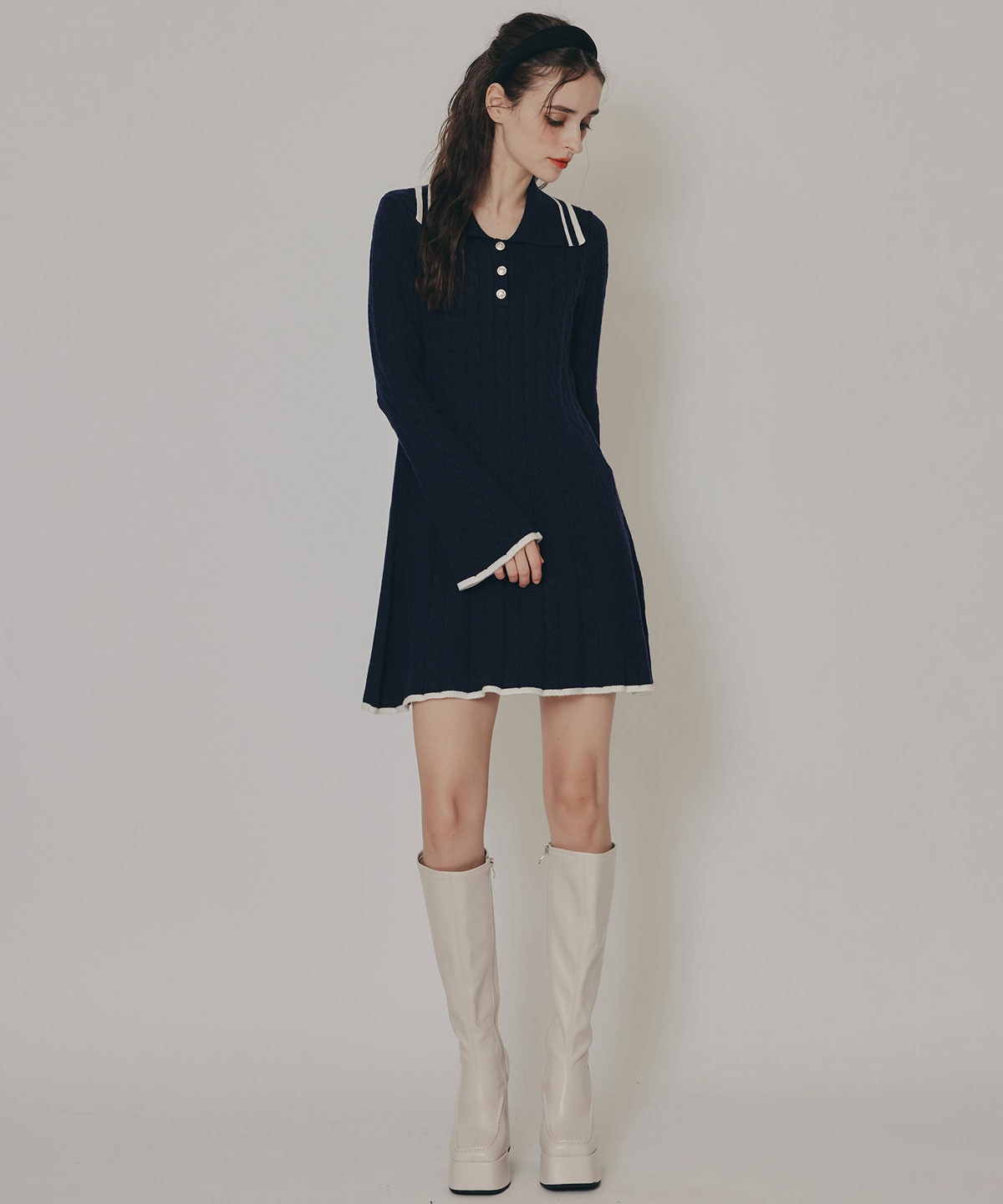 ラインケーブルミニニットワンピース