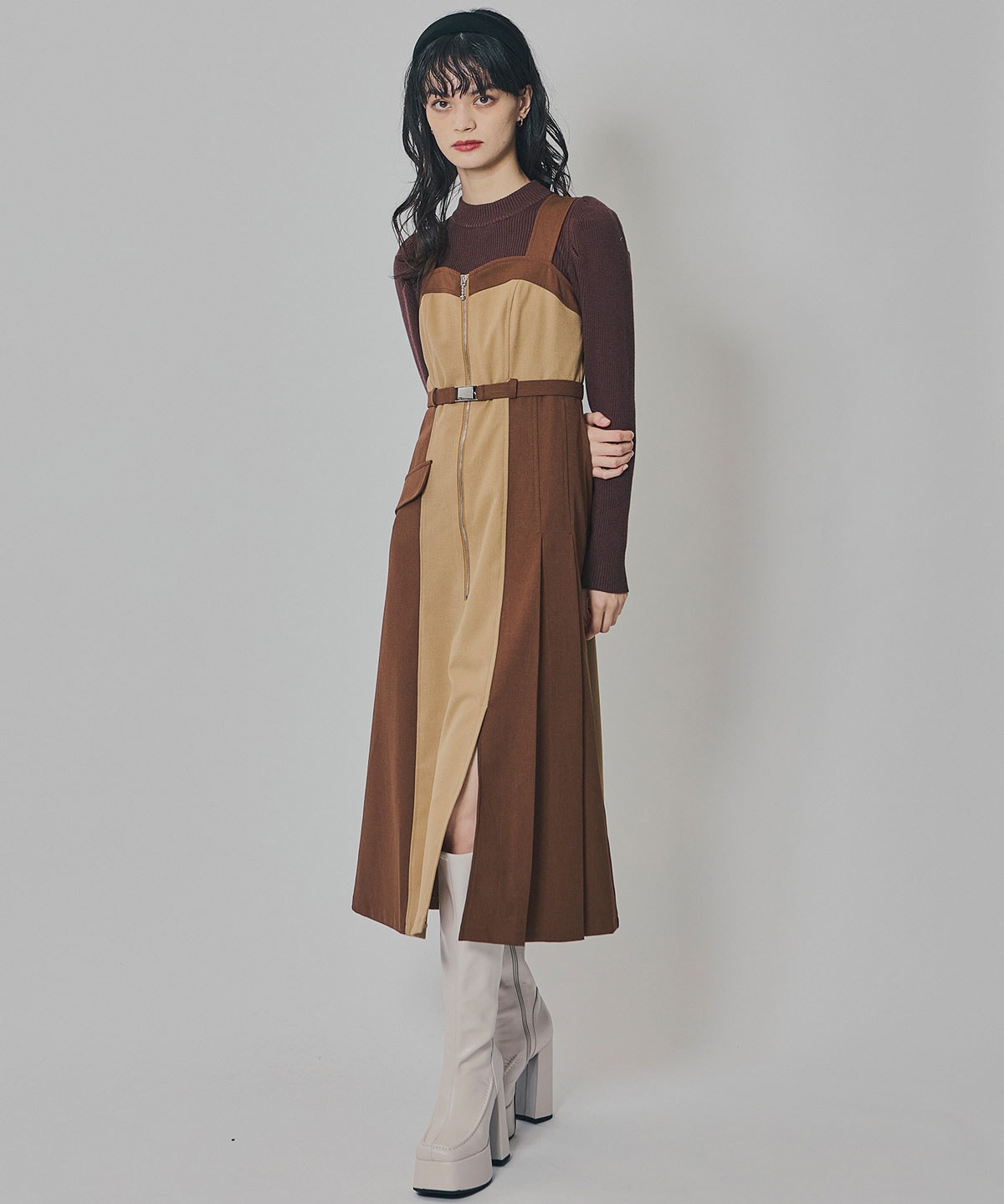 フロントジップバイカラージャンスカ