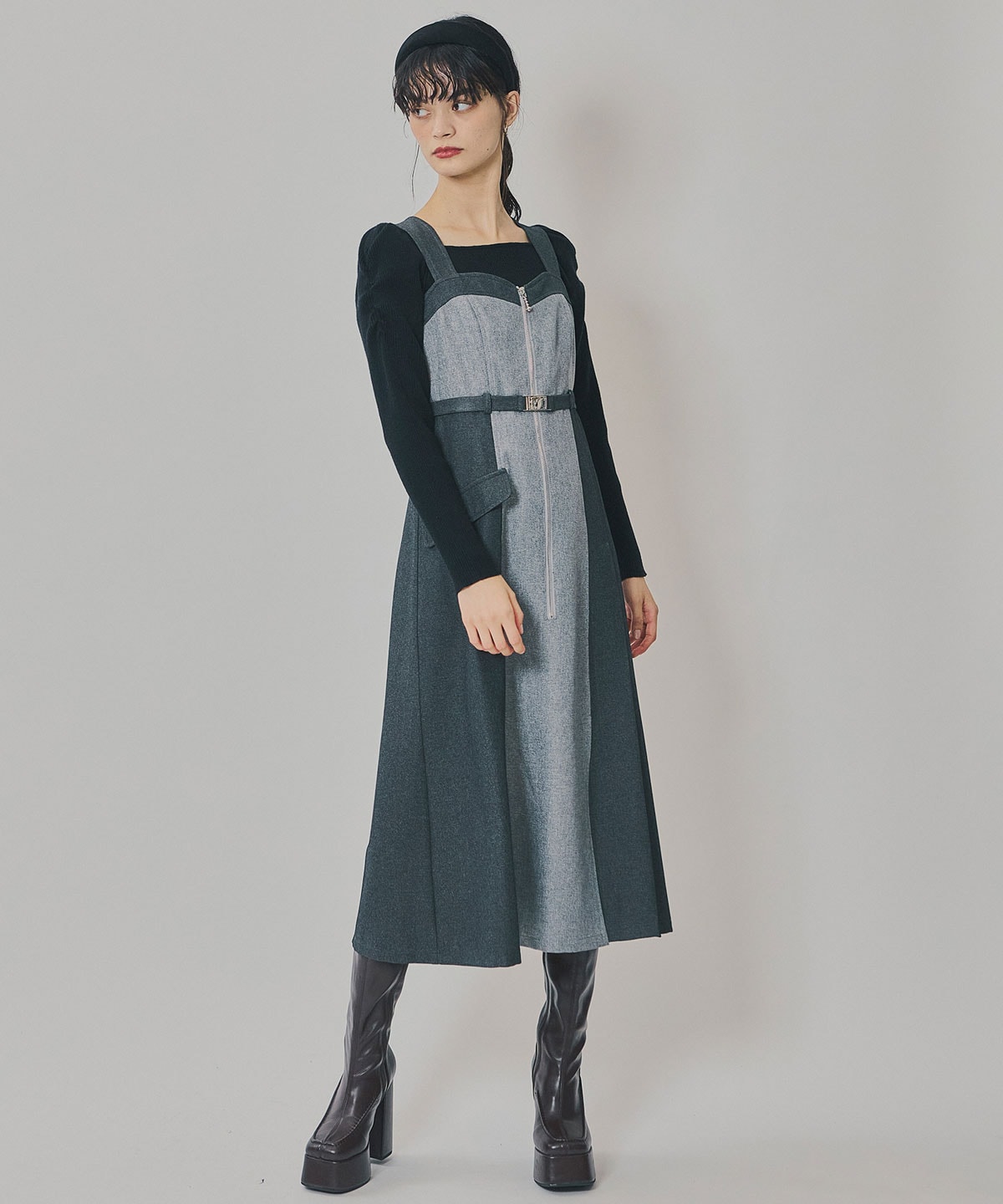 フロントジップバイカラージャンスカ